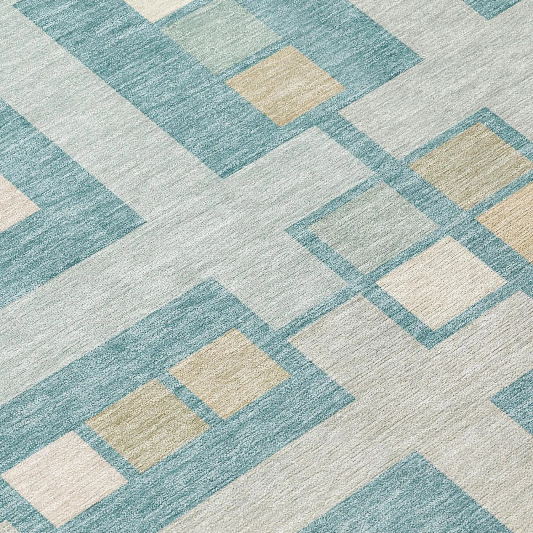 10' X 14' Teal Blue And Silver Geometric Washable Indoor Outdoor Area Rug Homeroots Outdoor