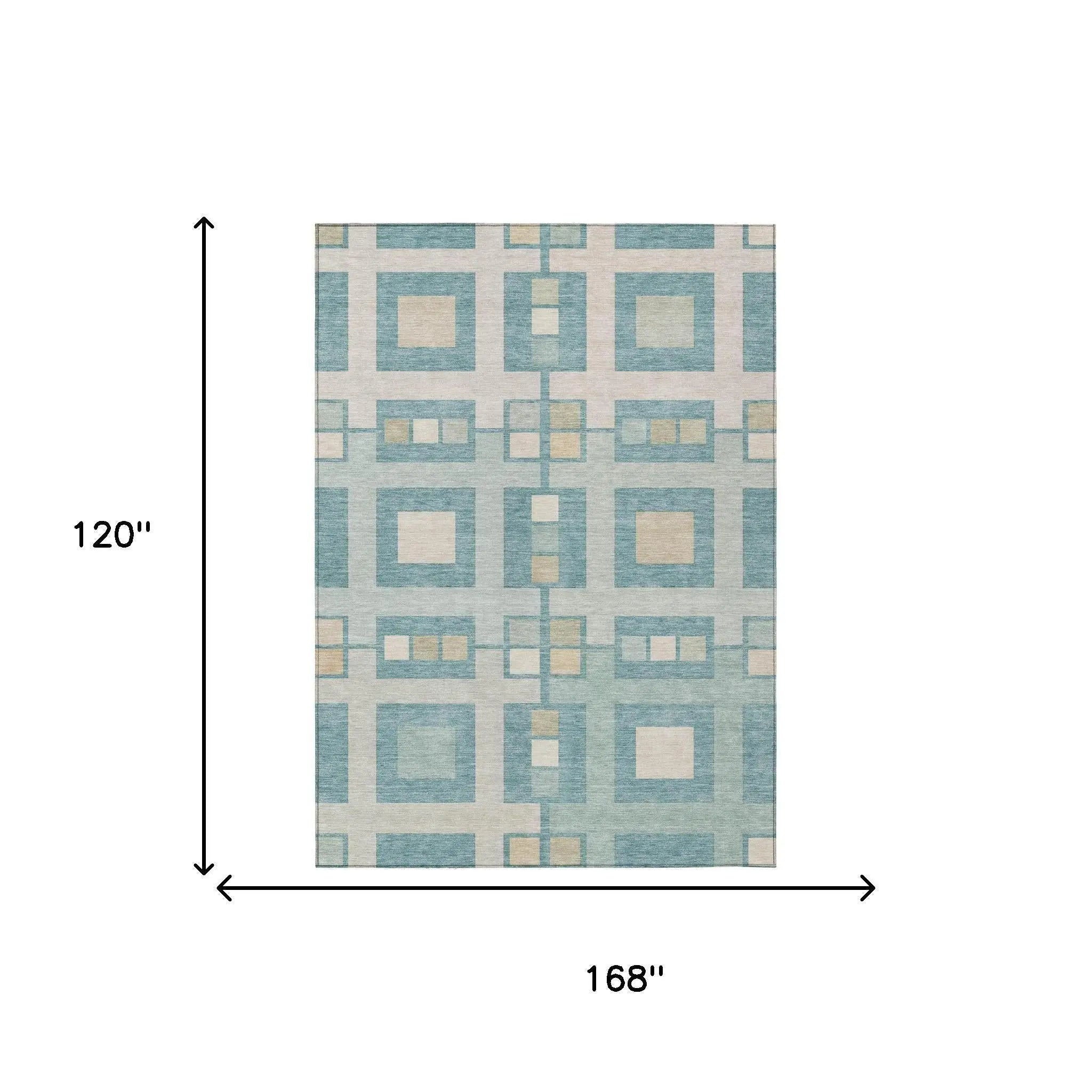 10' X 14' Teal Blue And Silver Geometric Washable Indoor Outdoor Area Rug Homeroots Outdoor