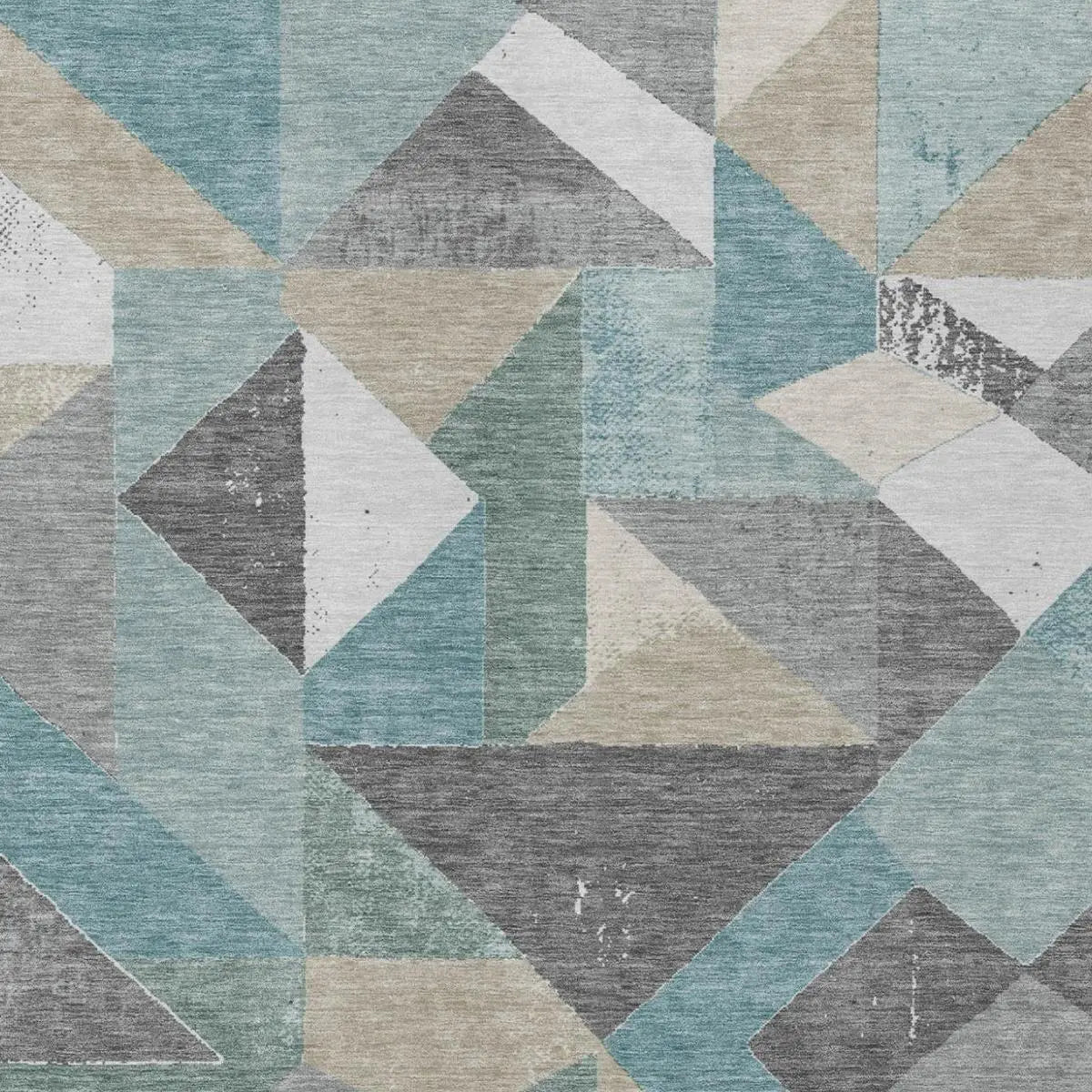 10' X 14' Teal Blue And Silver Geometric Washable Indoor Outdoor Area Rug Homeroots Outdoor