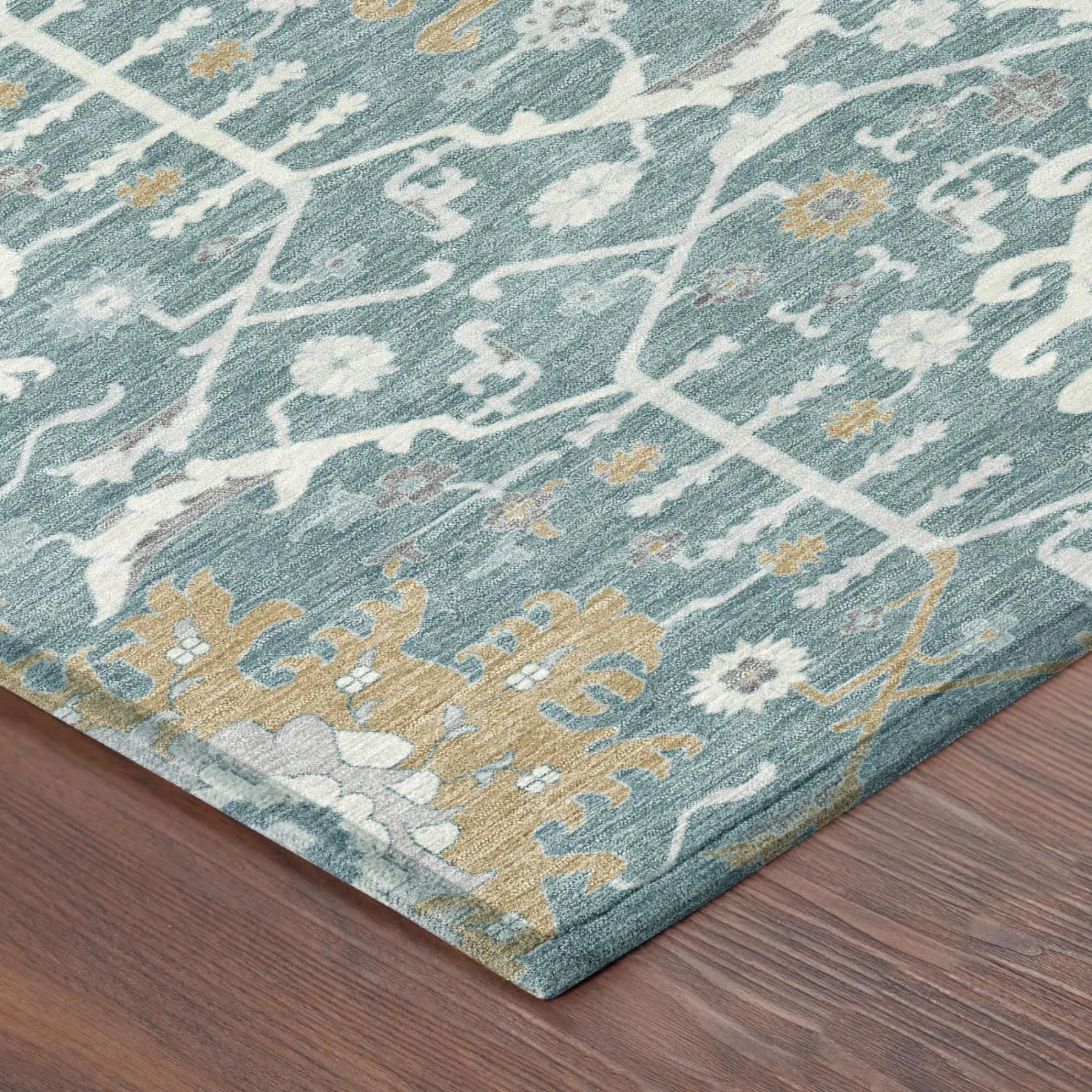 10' X 14' Teal Blue And Silver Oriental Washable Indoor Outdoor Area Rug Homeroots Outdoor