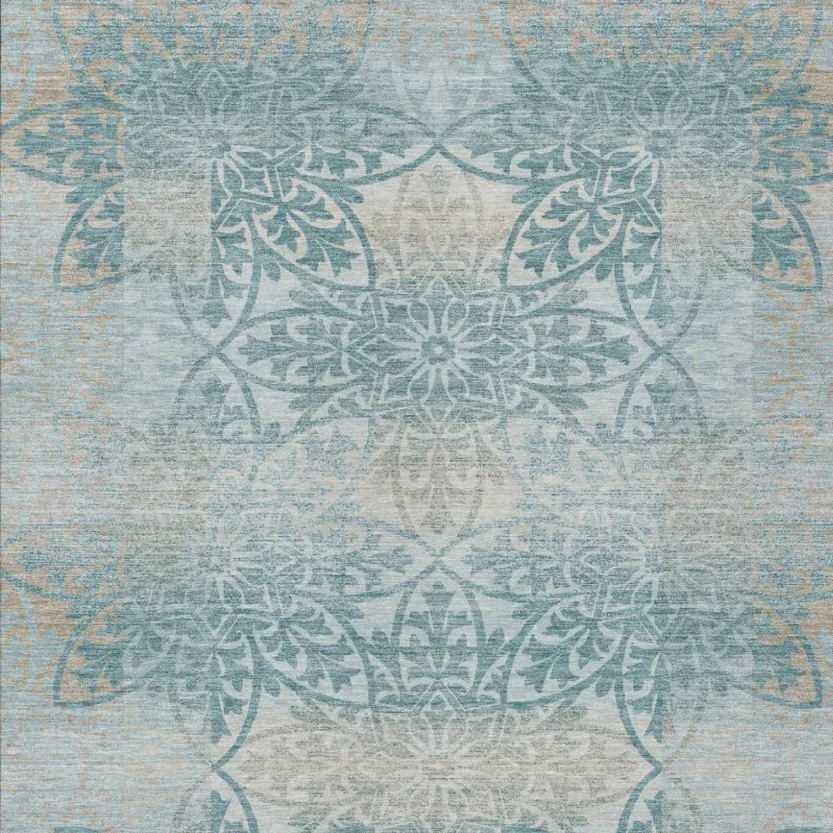 10' X 14' Teal Blue And Silver Oriental Washable Indoor Outdoor Area Rug Homeroots Outdoor