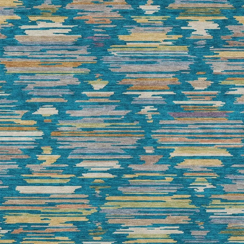10' X 14' Teal Blue And Silver Southwestern Washable Indoor Outdoor Area Rug Homeroots Outdoor