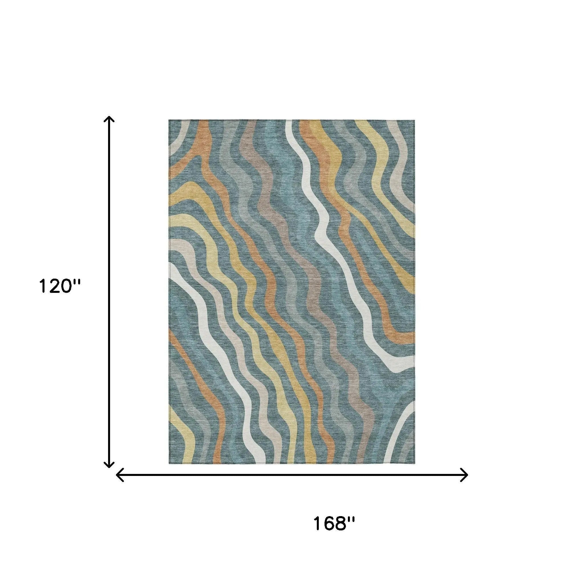 10' X 14' Teal Blue And Taupe Abstract Washable Indoor Outdoor Area Rug Homeroots Outdoor