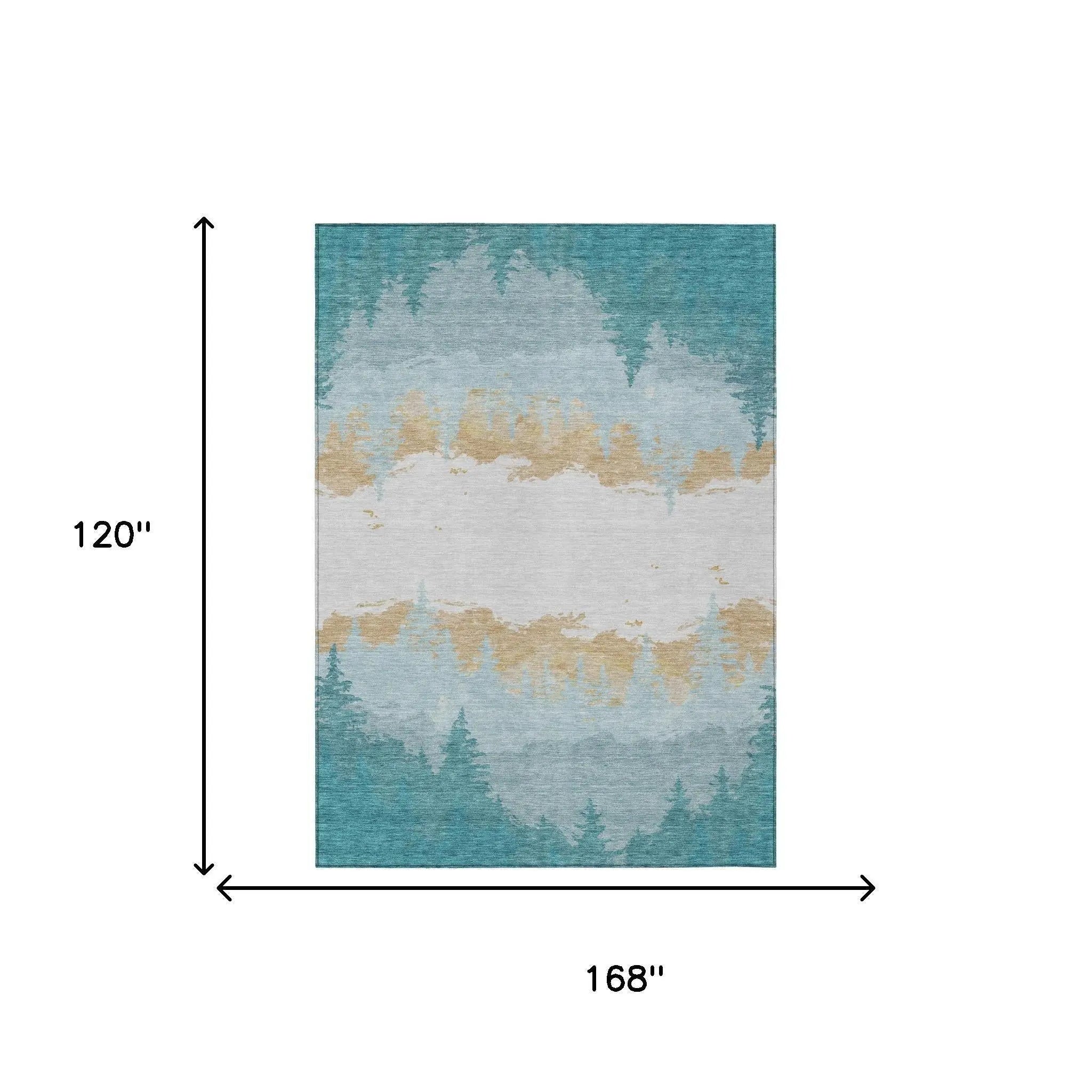 10' X 14' Teal Blue And Turquoise Floral Washable Indoor Outdoor Area Rug Homeroots Outdoor