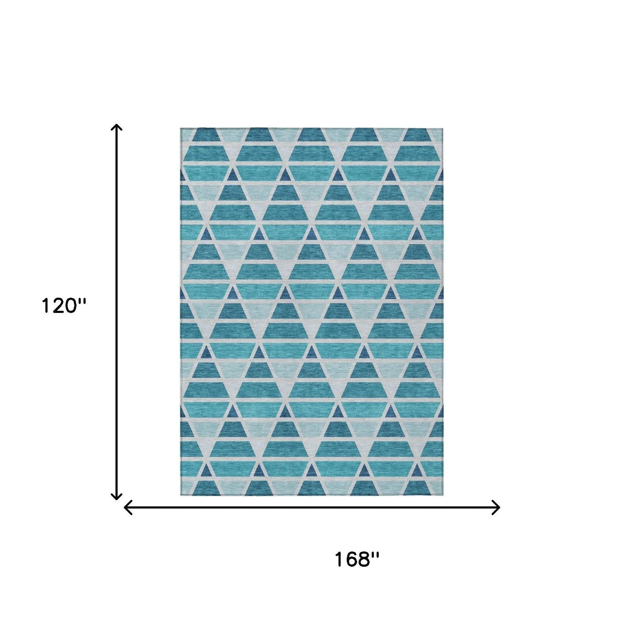 10' X 14' Teal Blue And Turquoise Geometric Washable Indoor Outdoor Area Rug Homeroots Outdoor