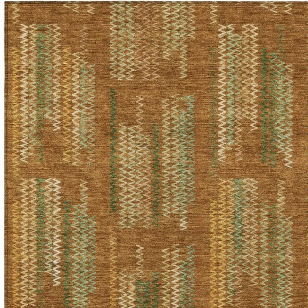 10' X 14' Terra Cotta And Brown Abstract Washable Indoor Outdoor Area Rug Homeroots Outdoor