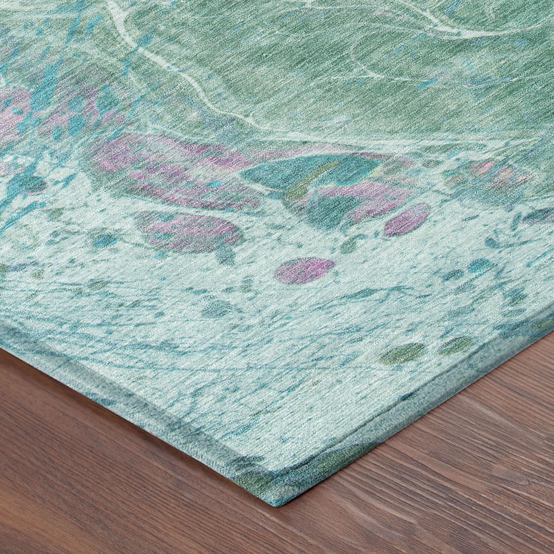 10' X 14' Turquoise And Teal Blue Abstract Washable Indoor Outdoor Area Rug Homeroots Outdoor