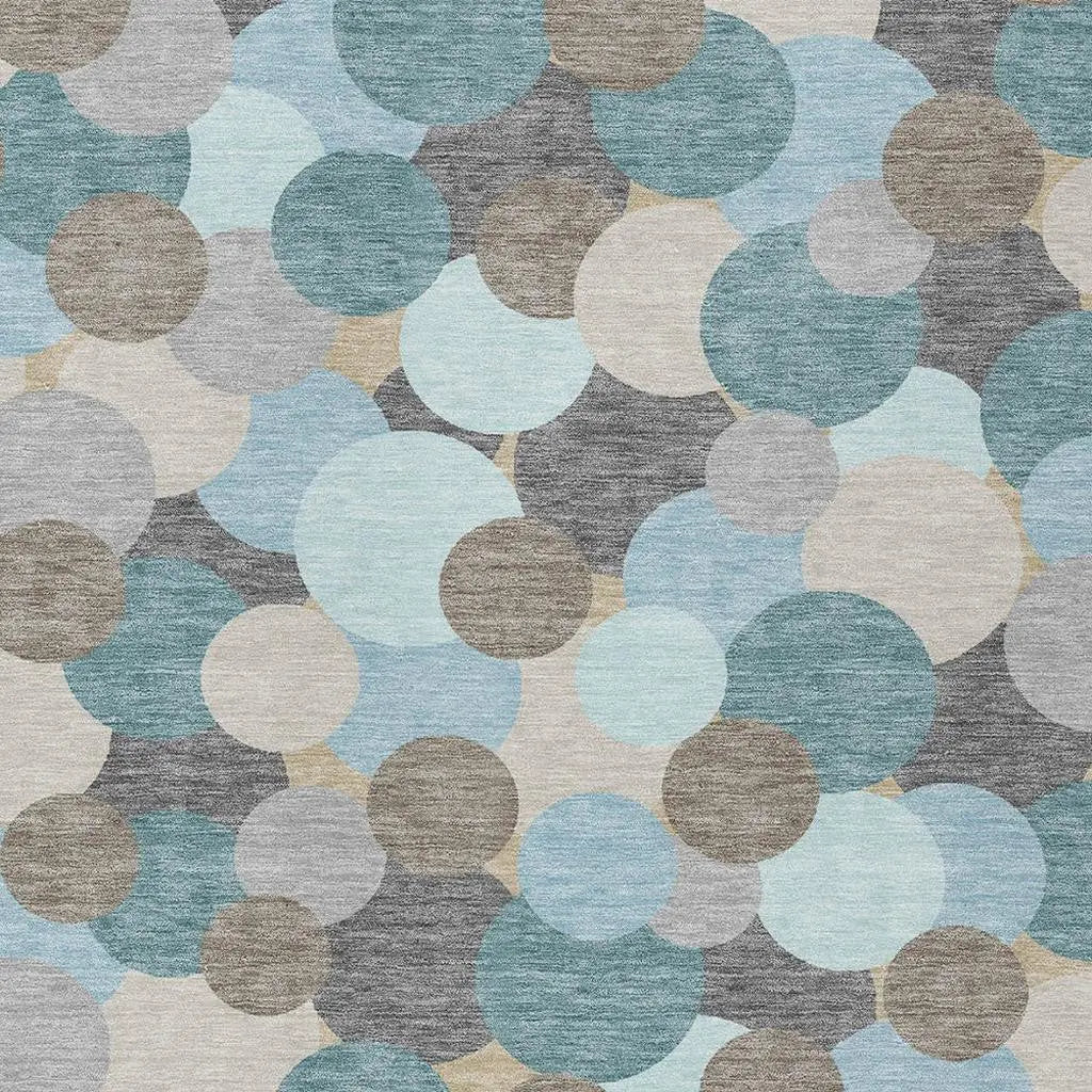 10' X 14' Turquoise And Teal Blue Geometric Washable Indoor Outdoor Area Rug Homeroots Outdoor