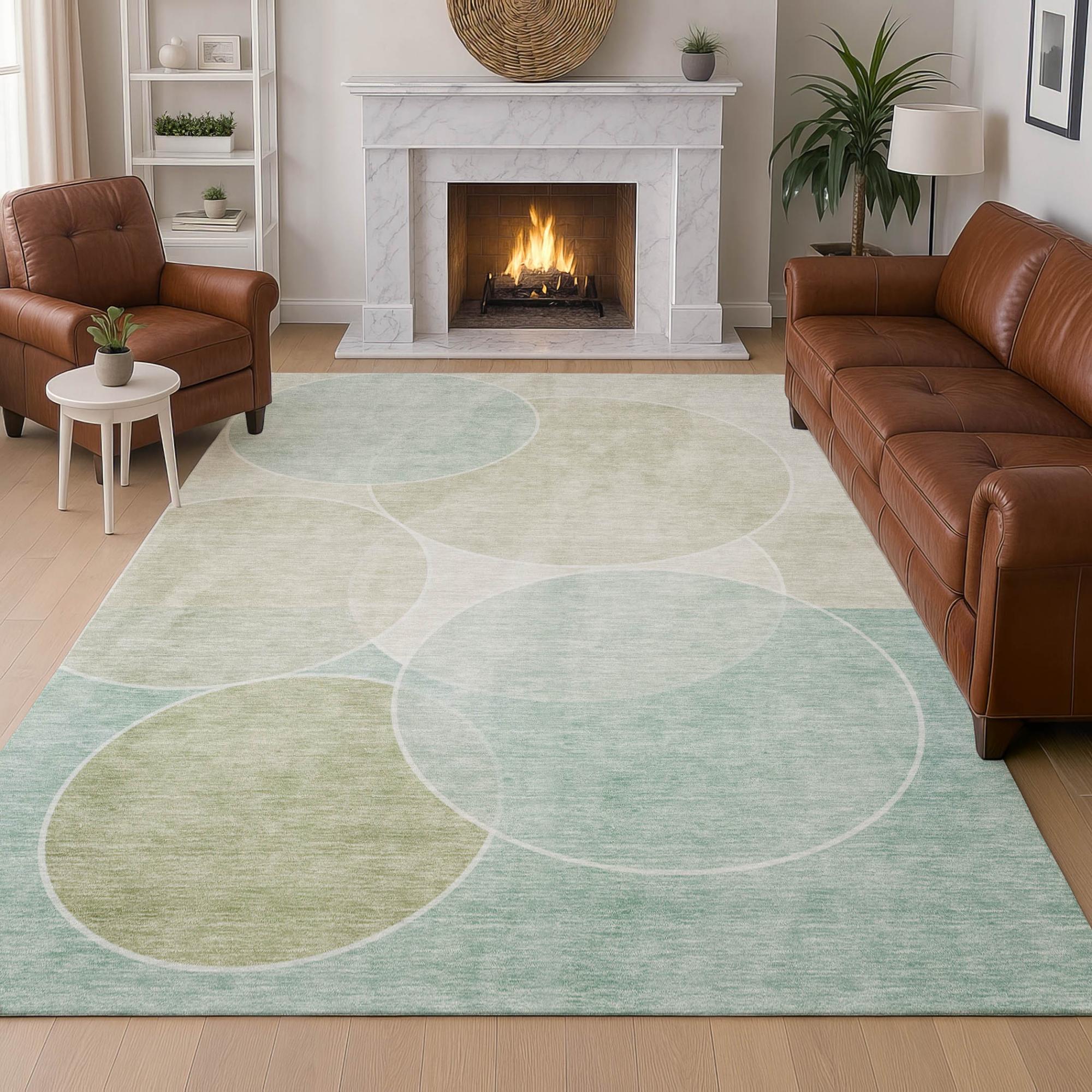 10' X 14' Turquoise And Teal Blue Geometric Washable Indoor Outdoor Area Rug Homeroots Outdoor