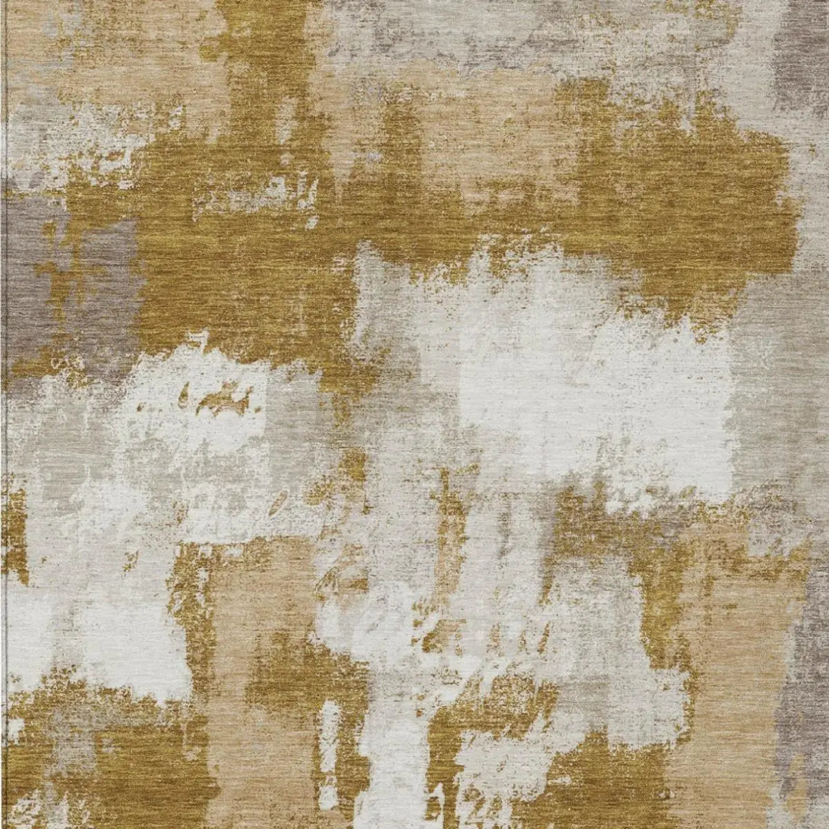 10' X 14' Walnut And Gold Abstract Washable Indoor Outdoor Area Rug Homeroots Outdoor