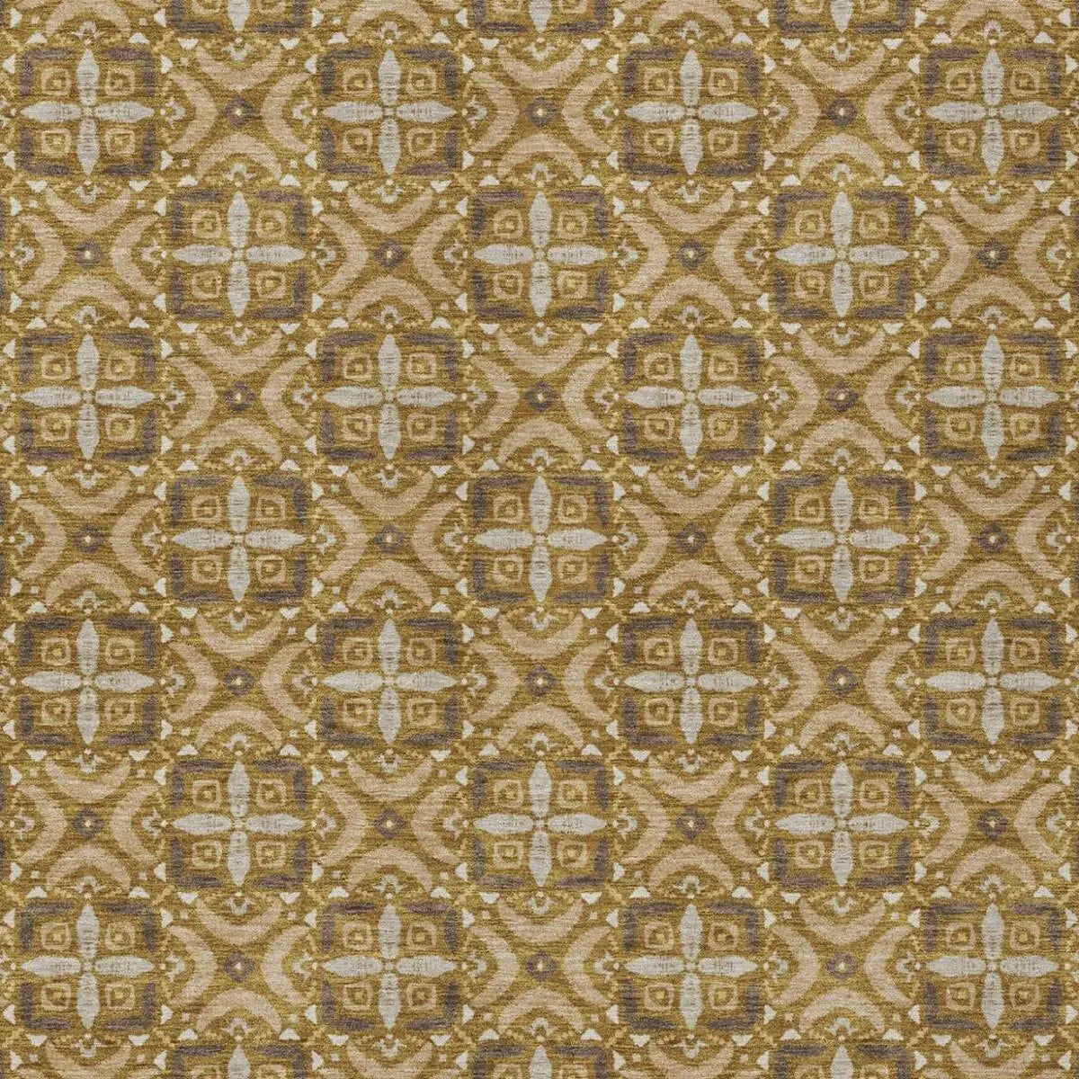 10' X 14' Walnut And Gold Geometric Washable Indoor Outdoor Area Rug Homeroots Outdoor