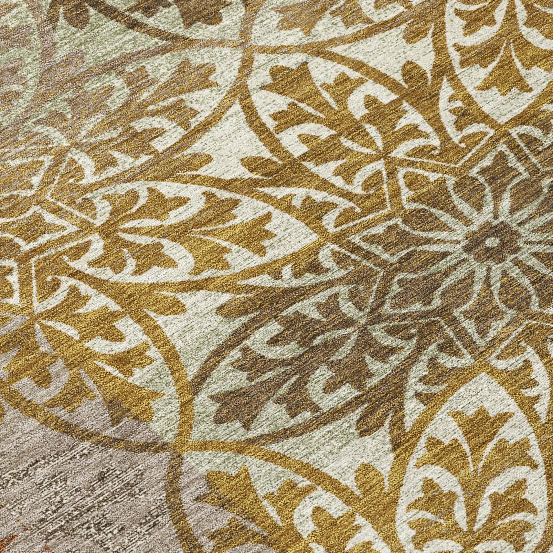 10' X 14' Walnut And Gold Oriental Washable Indoor Outdoor Area Rug Homeroots Outdoor