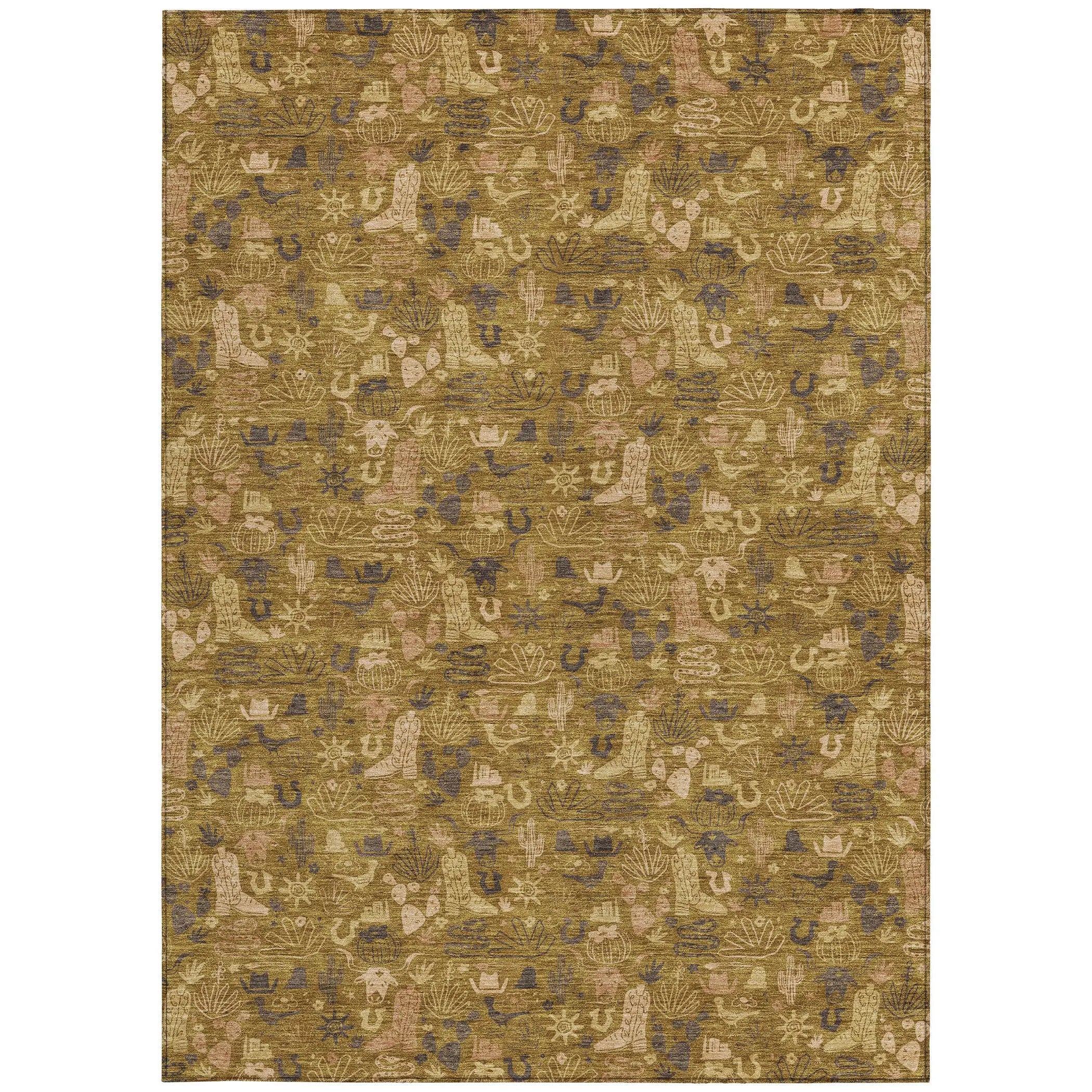10' X 14' Walnut And Gold Stars Washable Indoor Outdoor Area Rug Homeroots Outdoor