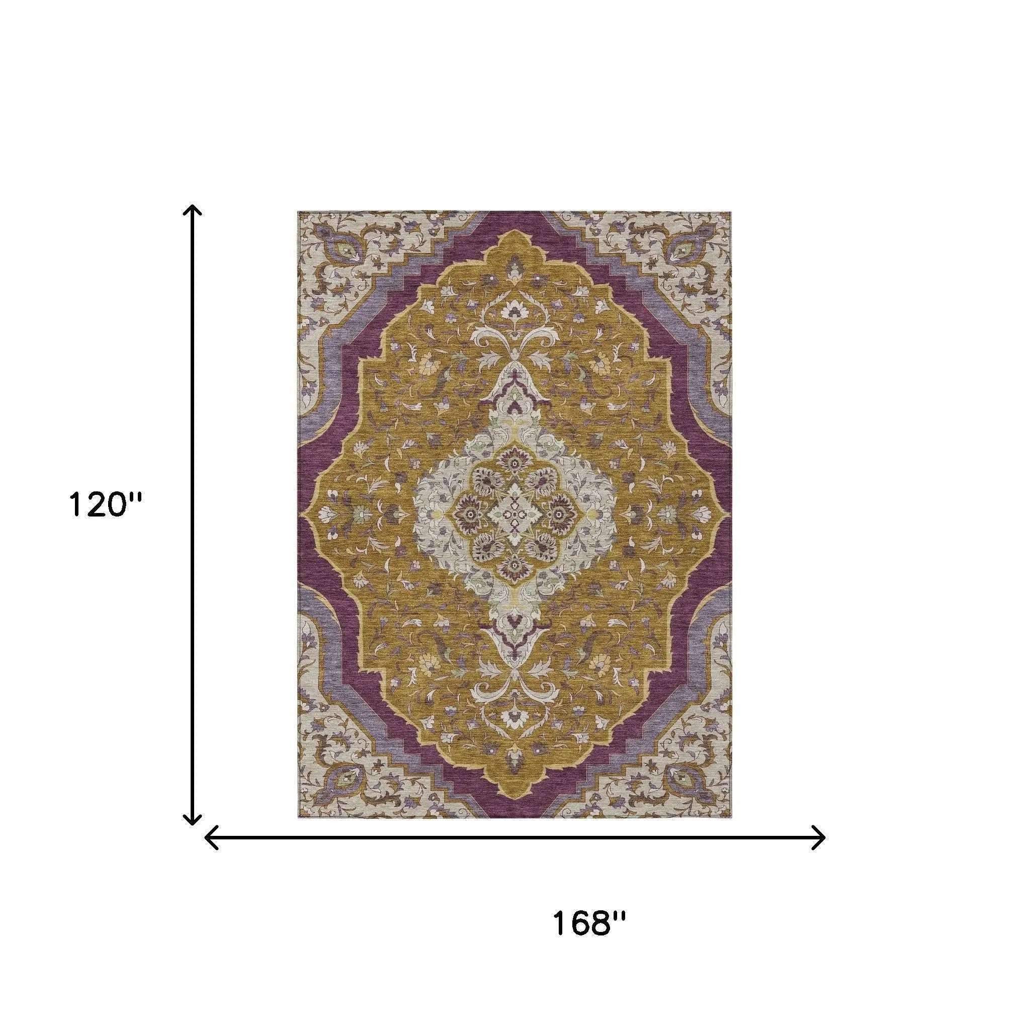 10' X 14' Walnut And Orange Medallion Washable Indoor Outdoor Area Rug Homeroots Outdoor