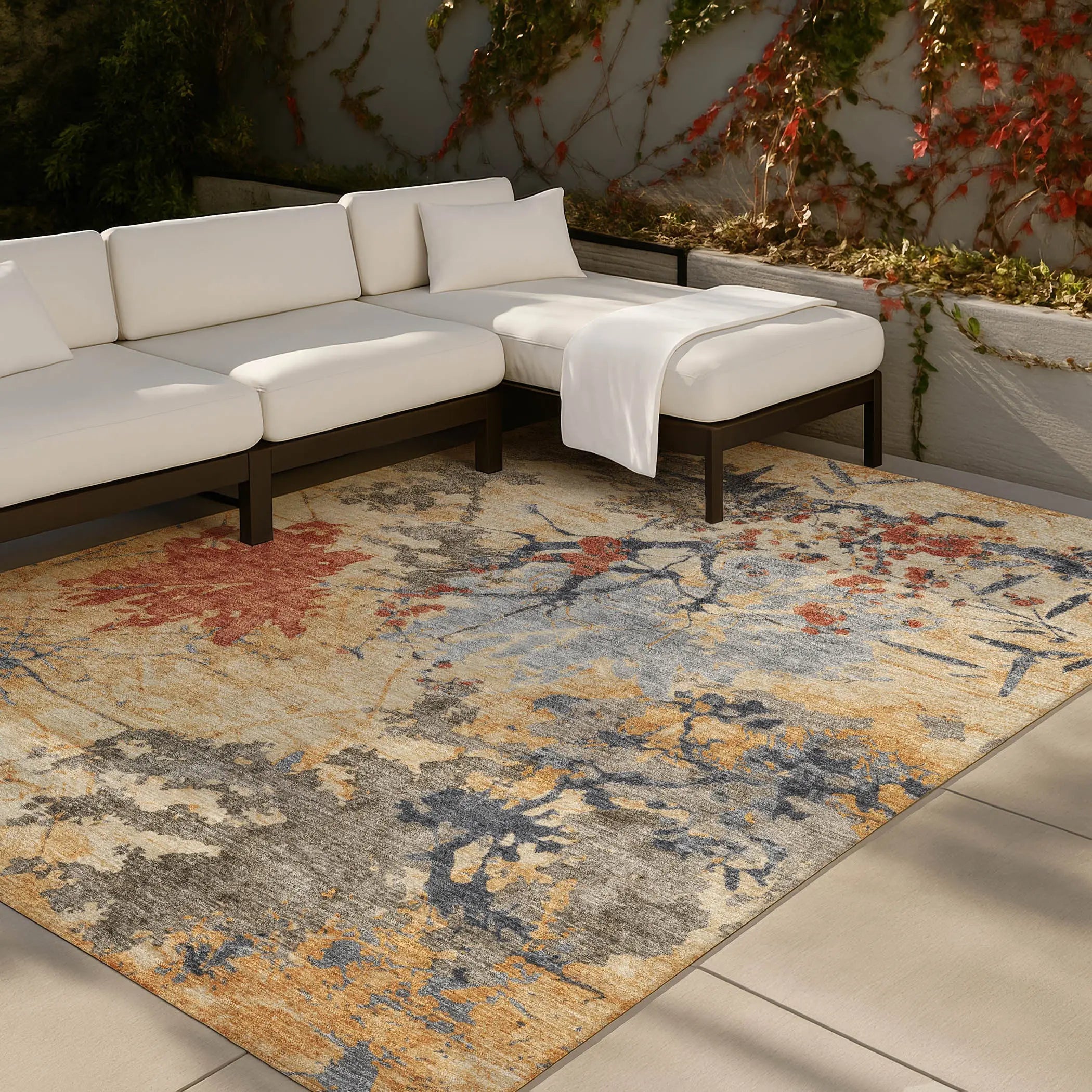 10' X 14' Wheat And Beige Abstract Washable Indoor Outdoor Area Rug Homeroots Outdoor