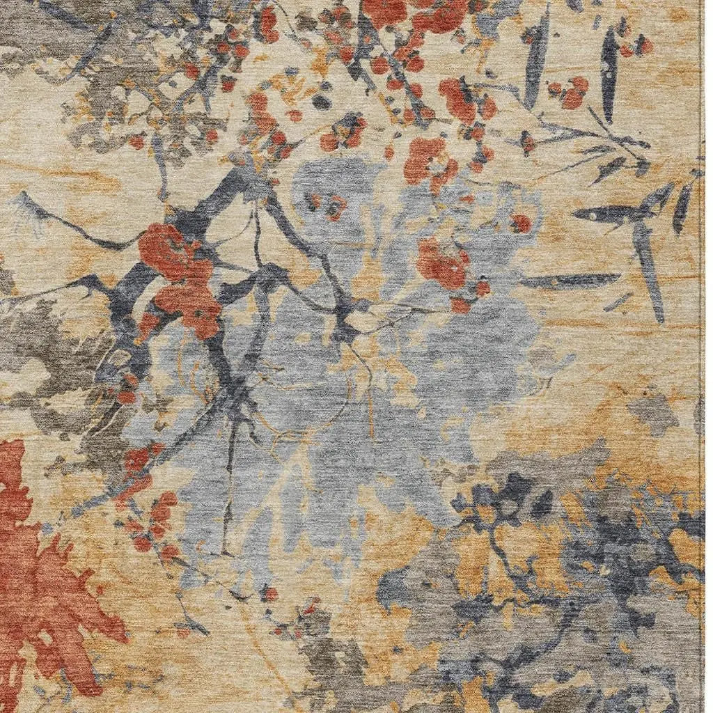 10' X 14' Wheat And Beige Abstract Washable Indoor Outdoor Area Rug Homeroots Outdoor