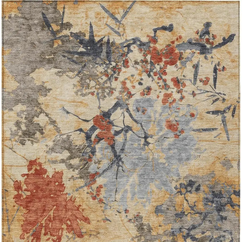 10' X 14' Wheat And Beige Abstract Washable Indoor Outdoor Area Rug Homeroots Outdoor