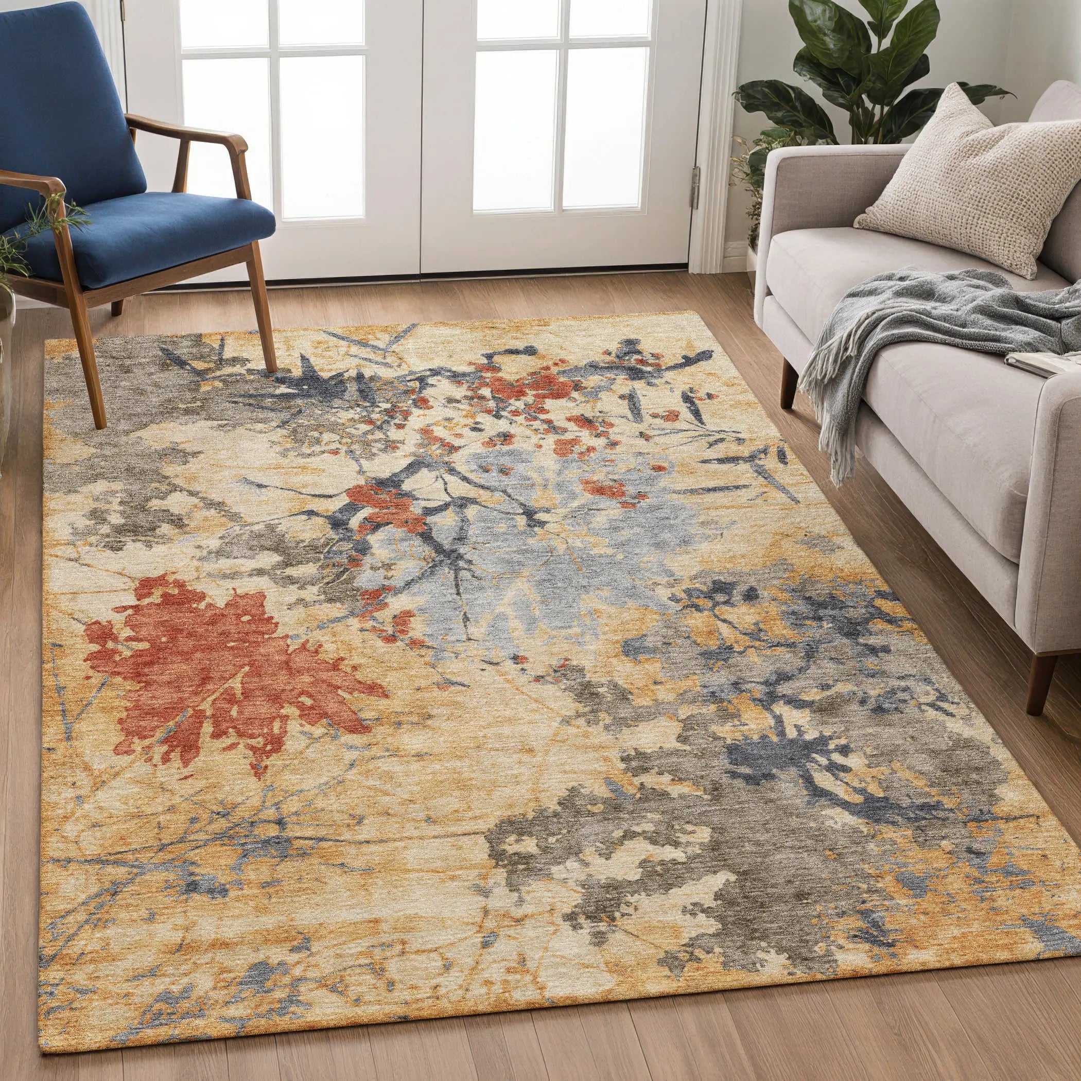 10' X 14' Wheat And Beige Abstract Washable Indoor Outdoor Area Rug Homeroots Outdoor