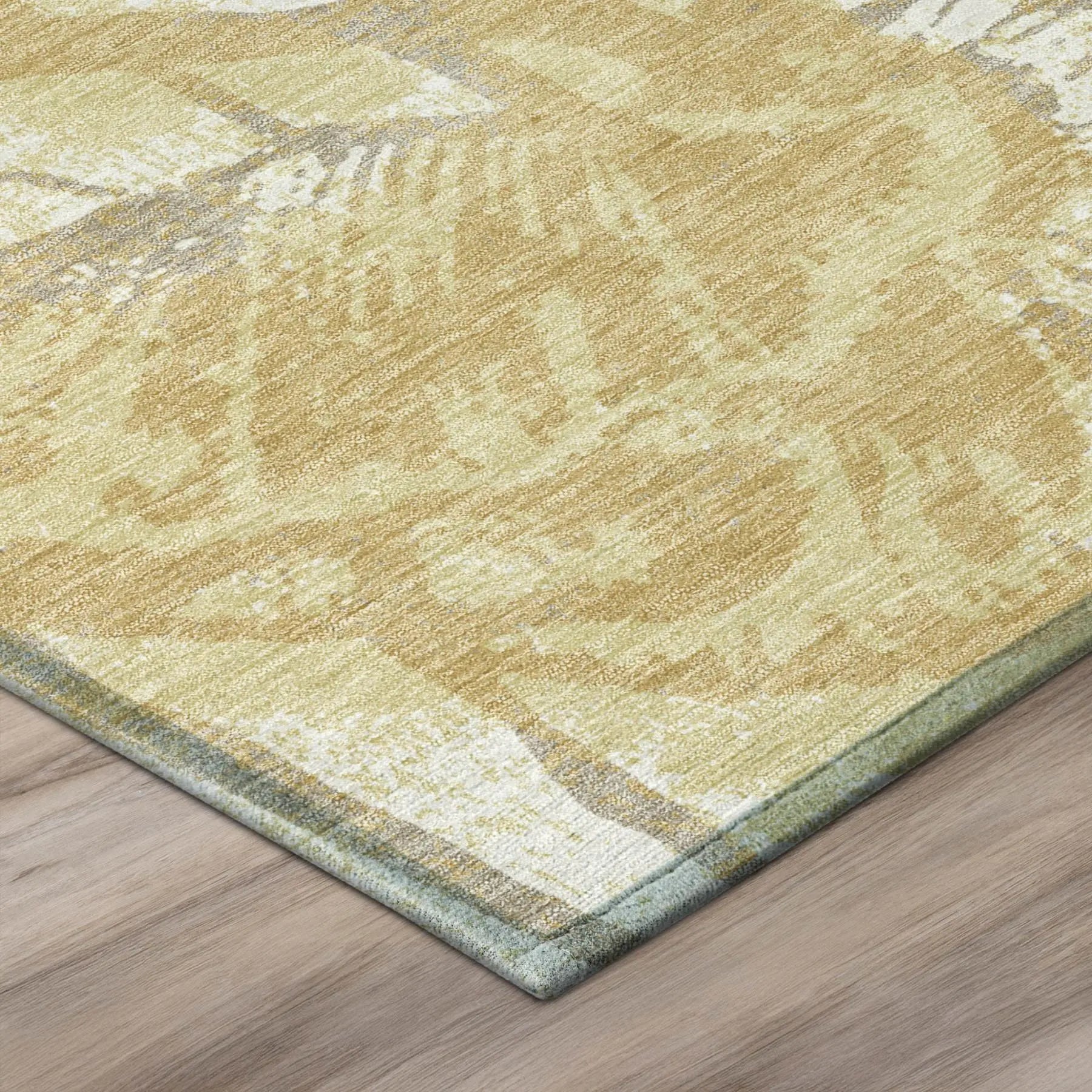 10' X 14' Wheat And Gold Floral Washable Indoor Outdoor Area Rug Homeroots Outdoor