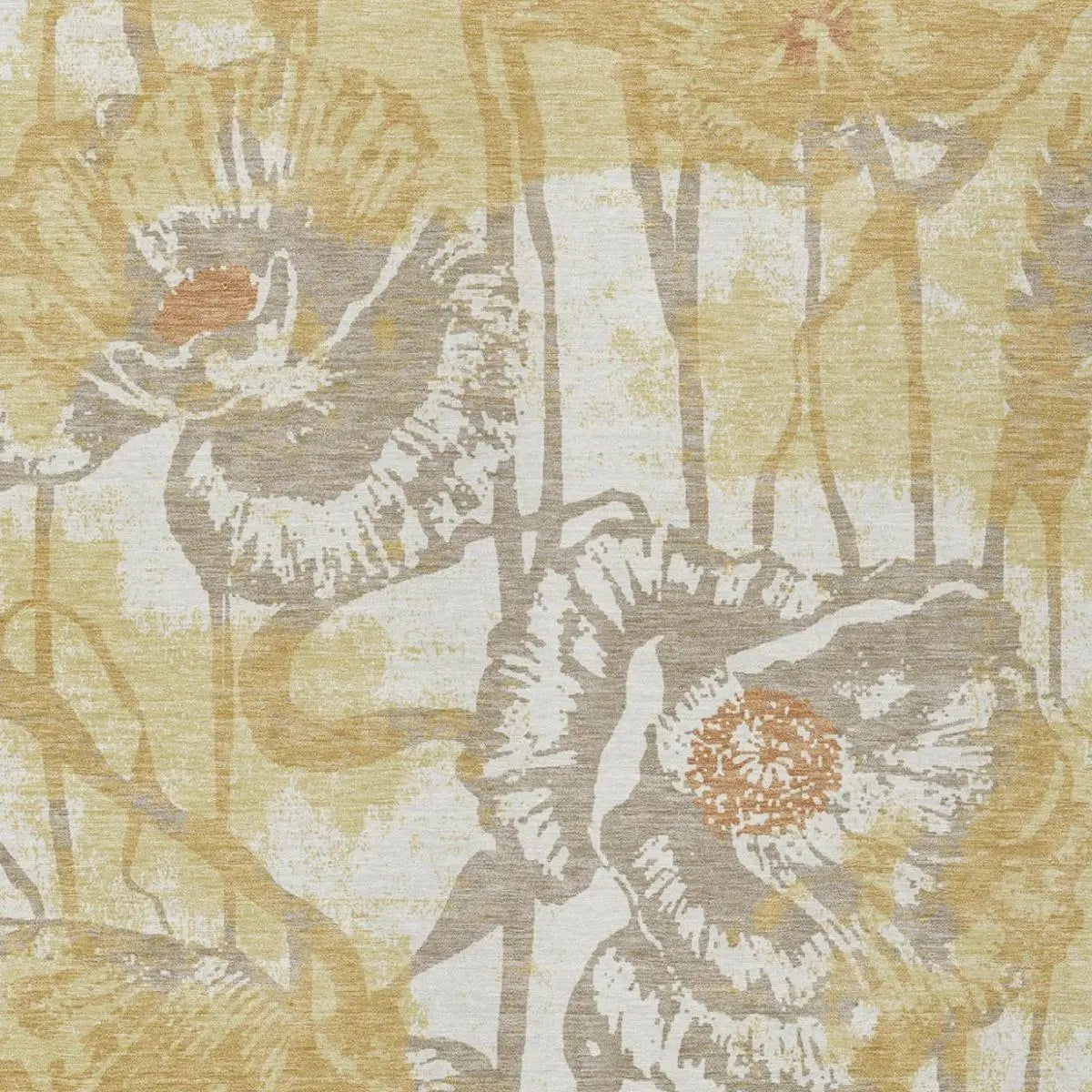 10' X 14' Wheat And Gold Floral Washable Indoor Outdoor Area Rug Homeroots Outdoor