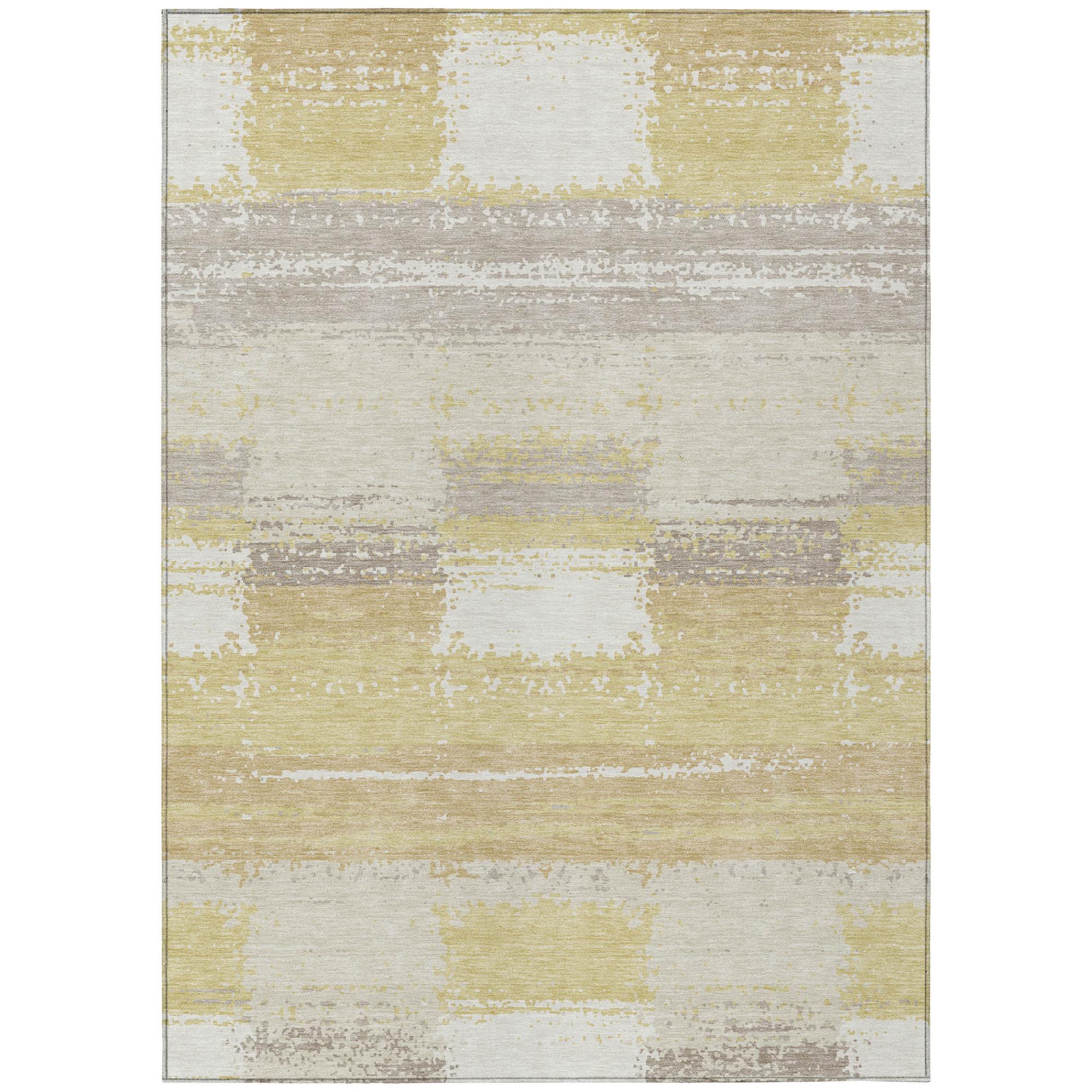 10' X 14' Wheat And Gold Geometric Washable Indoor Outdoor Area Rug Homeroots Outdoor
