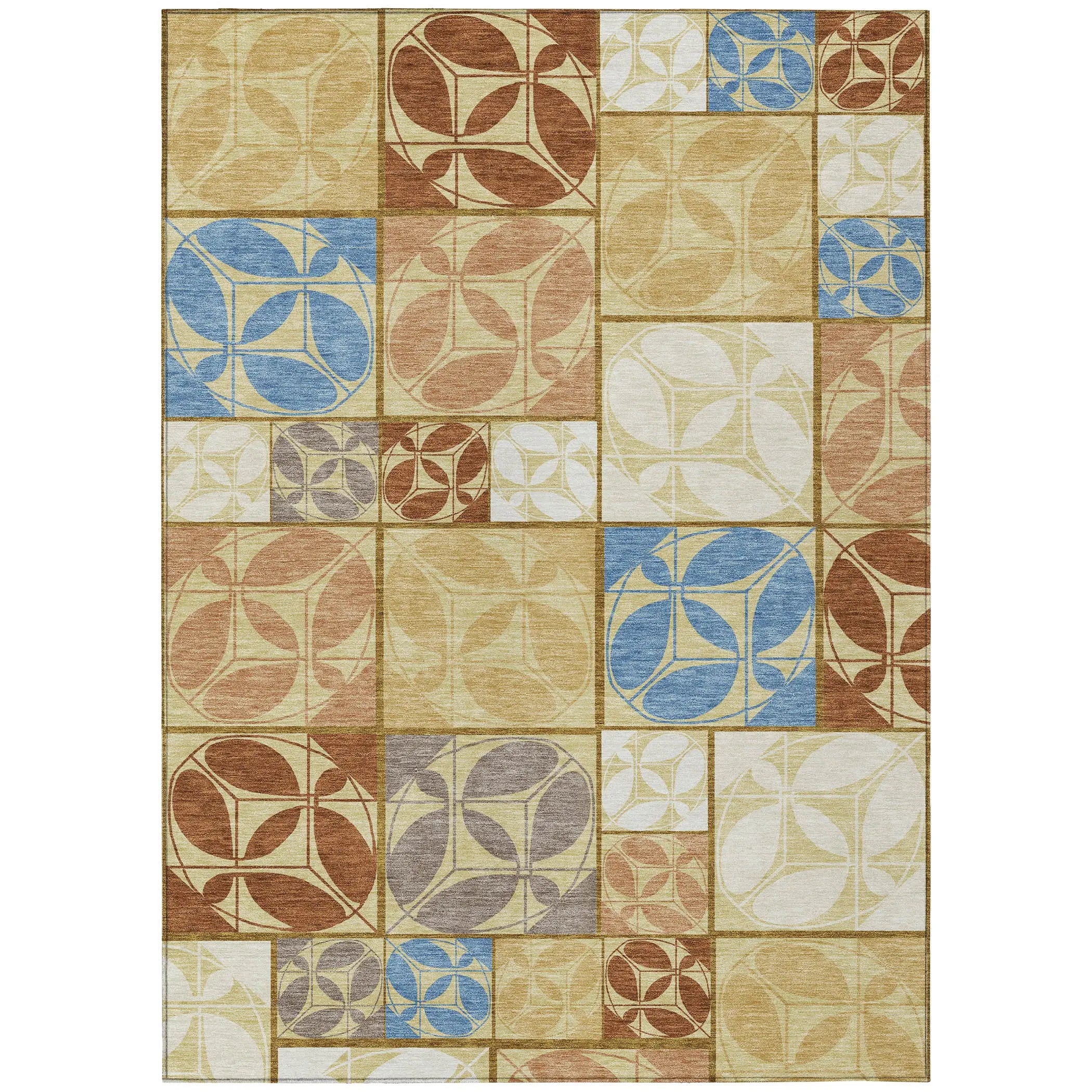 10' X 14' Wheat And Gold Geometric Washable Indoor Outdoor Area Rug Homeroots Outdoor