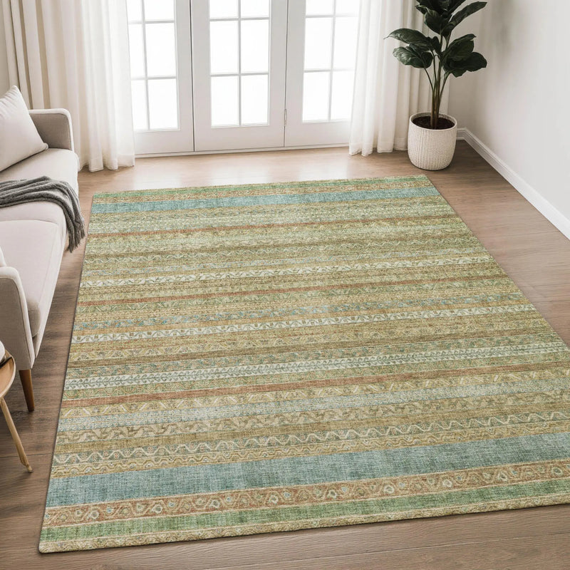 10' X 14' Wheat And Gold Striped Washable Indoor Outdoor Area Rug Homeroots Outdoor