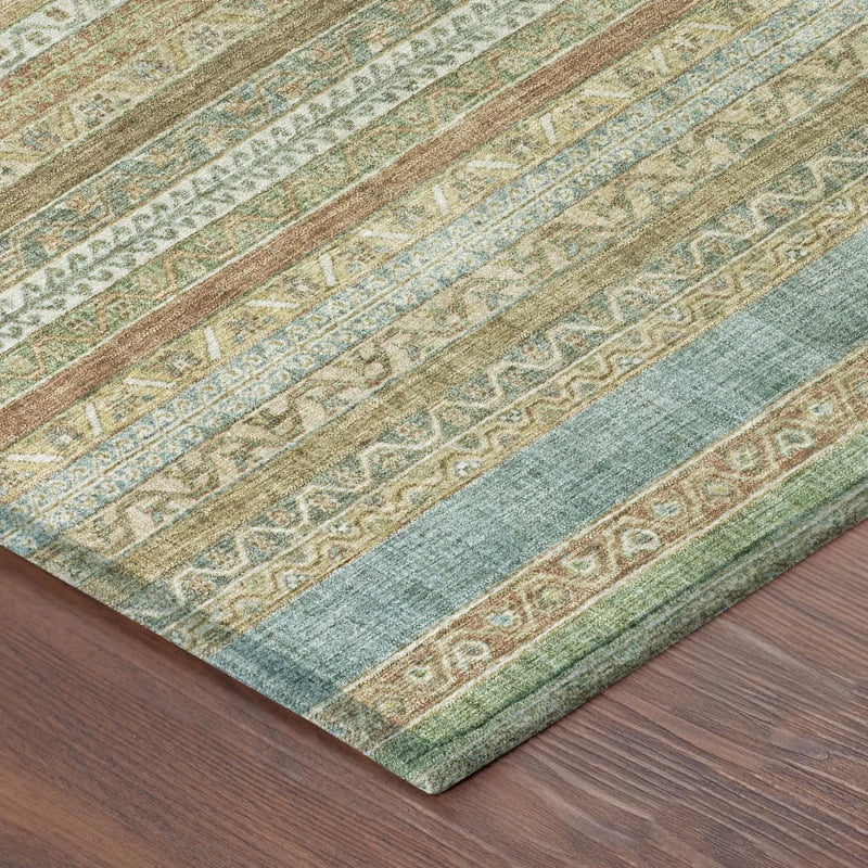 10' X 14' Wheat And Gold Striped Washable Indoor Outdoor Area Rug Homeroots Outdoor