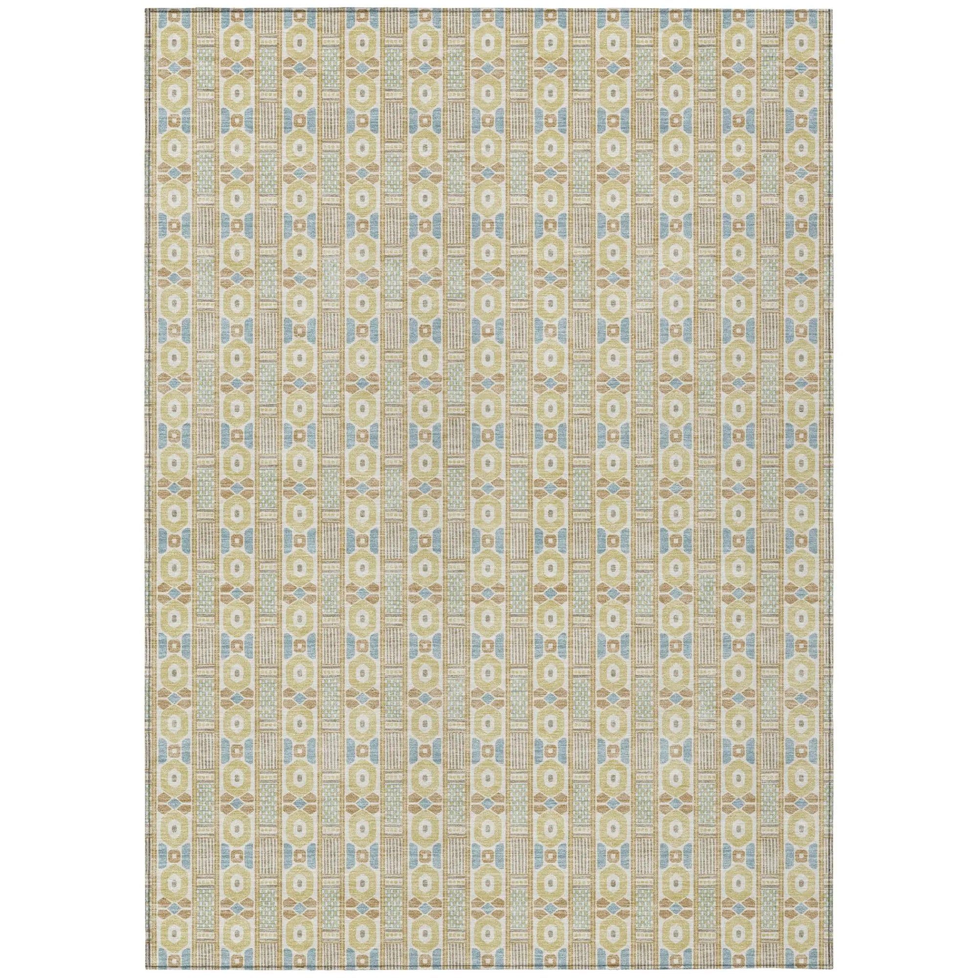 10' X 14' Wheat And Gold Striped Washable Indoor Outdoor Area Rug Homeroots Outdoor