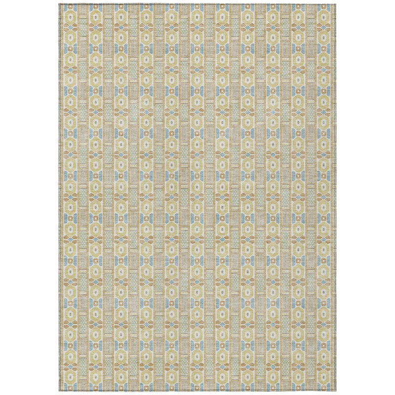 10' X 14' Wheat And Gold Striped Washable Indoor Outdoor Area Rug Homeroots Outdoor