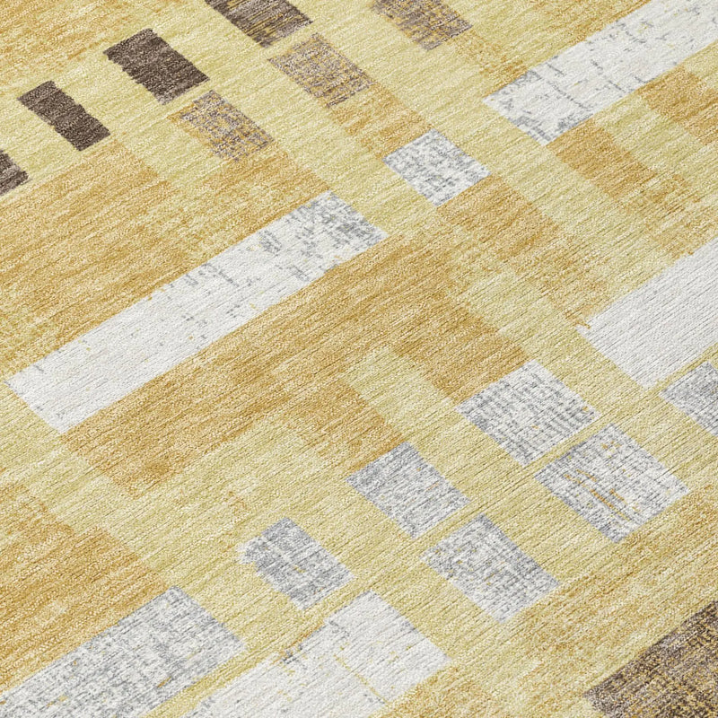 10' X 14' Wheat And Gold Striped Washable Indoor Outdoor Area Rug Homeroots Outdoor