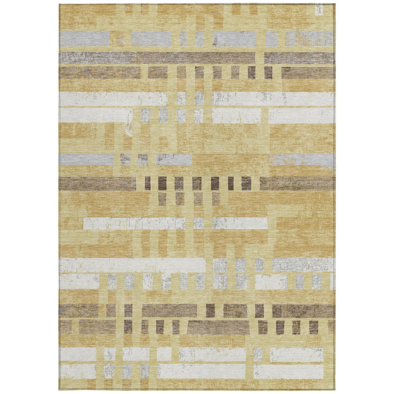 10' X 14' Wheat And Gold Striped Washable Indoor Outdoor Area Rug Homeroots Outdoor