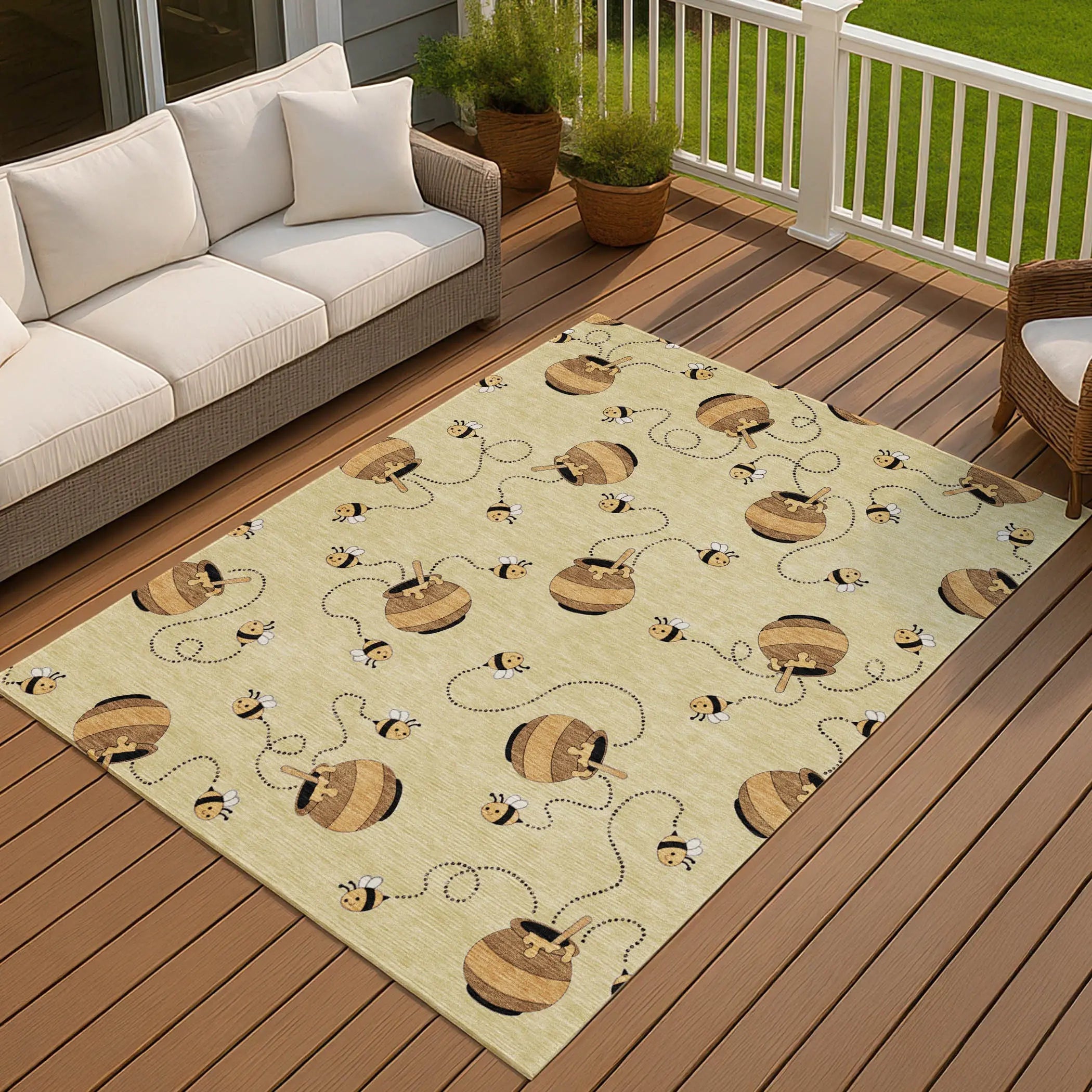 10' X 14' Wheat And Ivory Geometric Washable Indoor Outdoor Area Rug Homeroots Outdoor