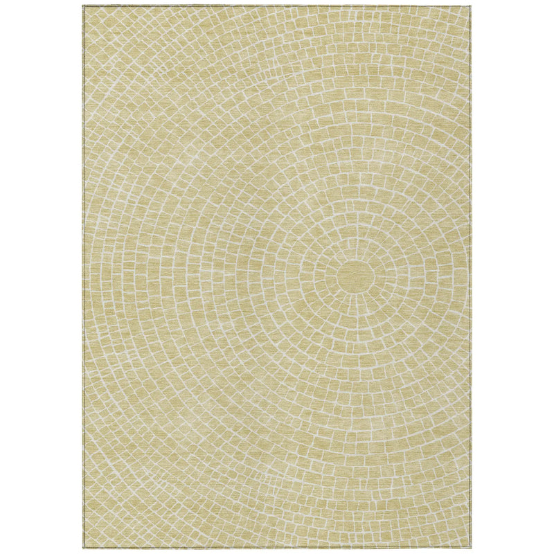 10' X 14' Wheat And Ivory Geometric Washable Indoor Outdoor Area Rug Homeroots Outdoor