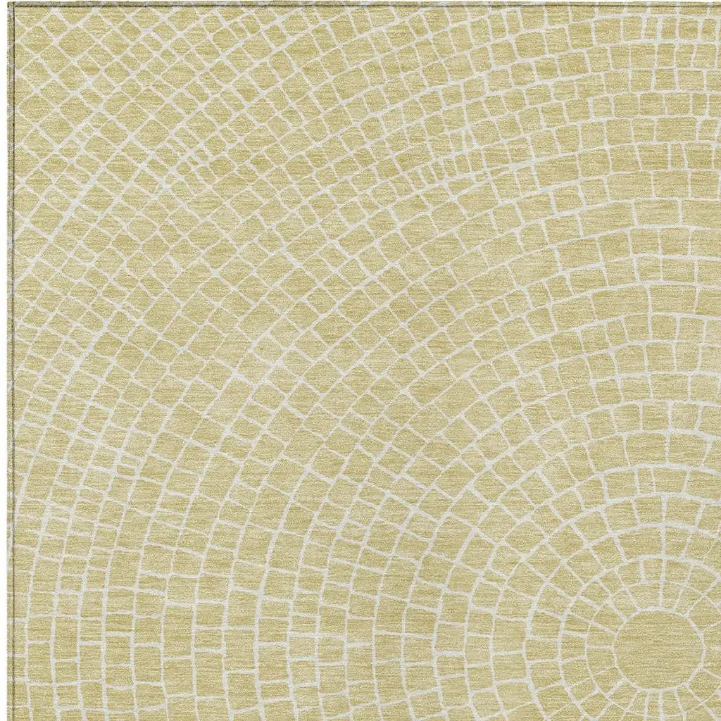 10' X 14' Wheat And Ivory Geometric Washable Indoor Outdoor Area Rug Homeroots Outdoor