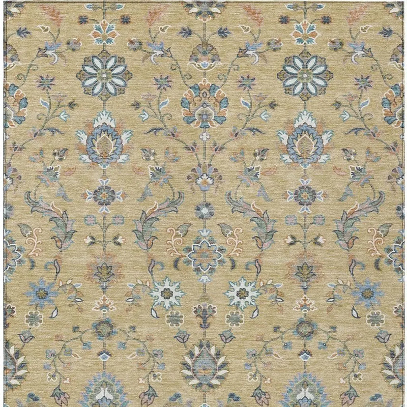 10' X 14' Wheat And Taupe Abstract Washable Indoor Outdoor Area Rug Homeroots Outdoor