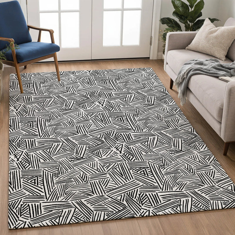 10' X 14' White And Beige Geometric Washable Indoor Outdoor Area Rug Homeroots Outdoor