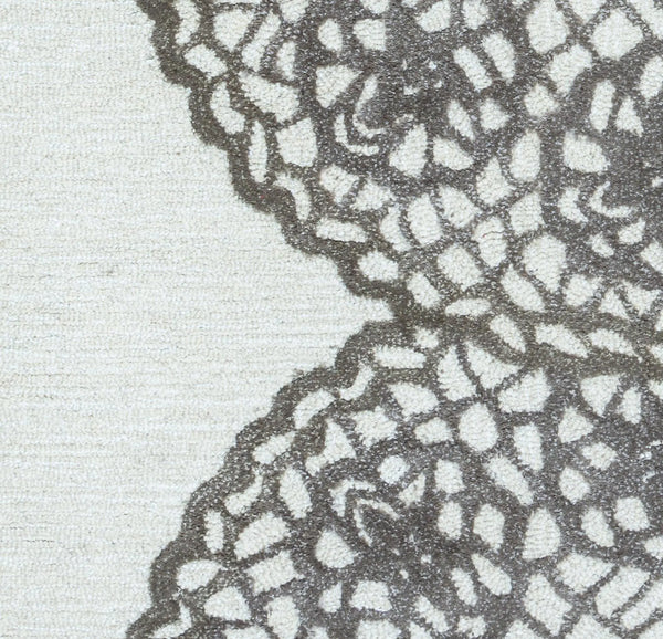 10' X 14' White And Ivory Wool Geometric Hand Tufted Area Rug Homeroots Home Decor