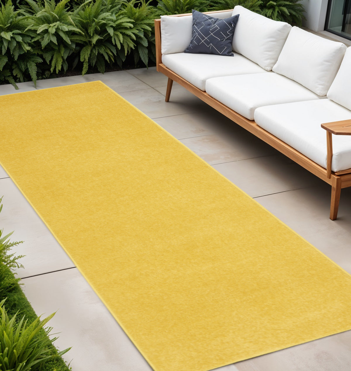 10' Yellow Indoor Outdoor Runner Rug - GreatEagleInc
