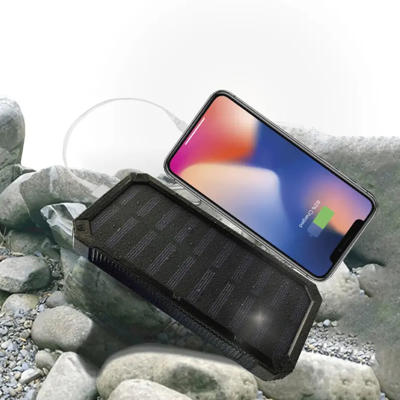 10,000 mAh Solar Charging Power Bank - Black TKO