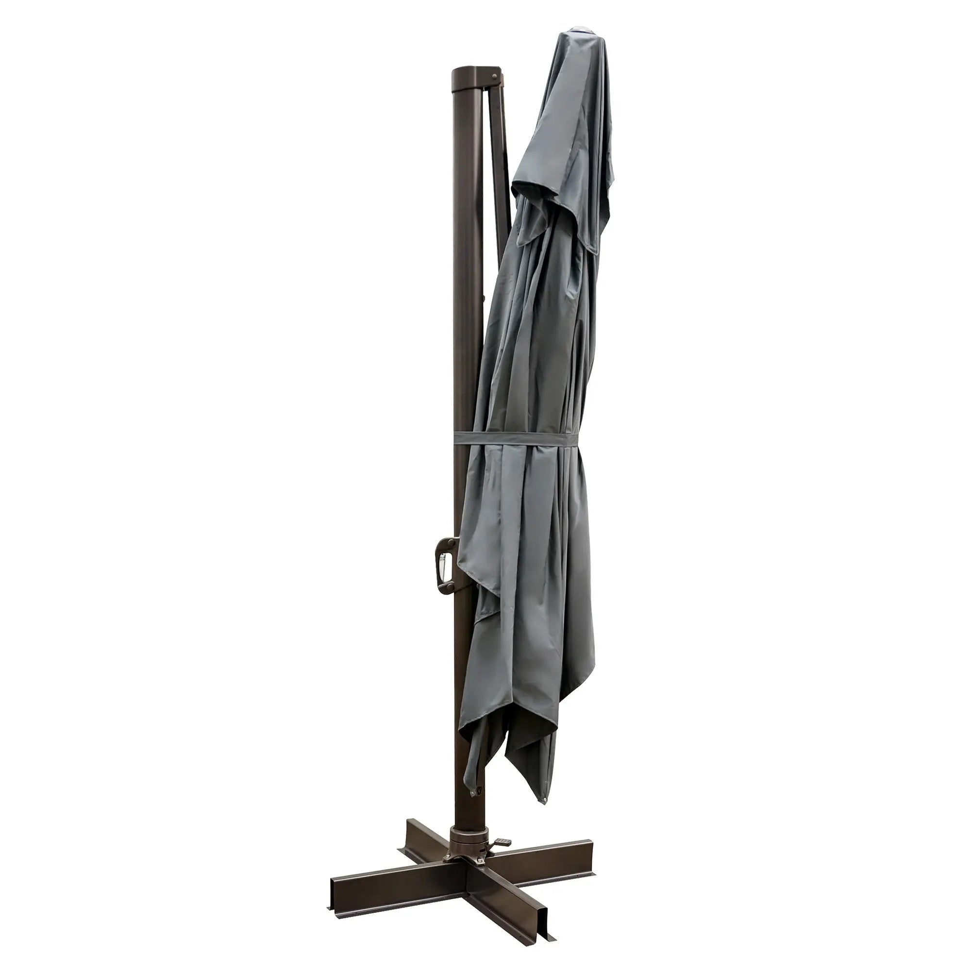113" Dark Gray Polyester Rectangular Tilt Cantilever Patio Umbrella With Stand Homeroots Outdoor