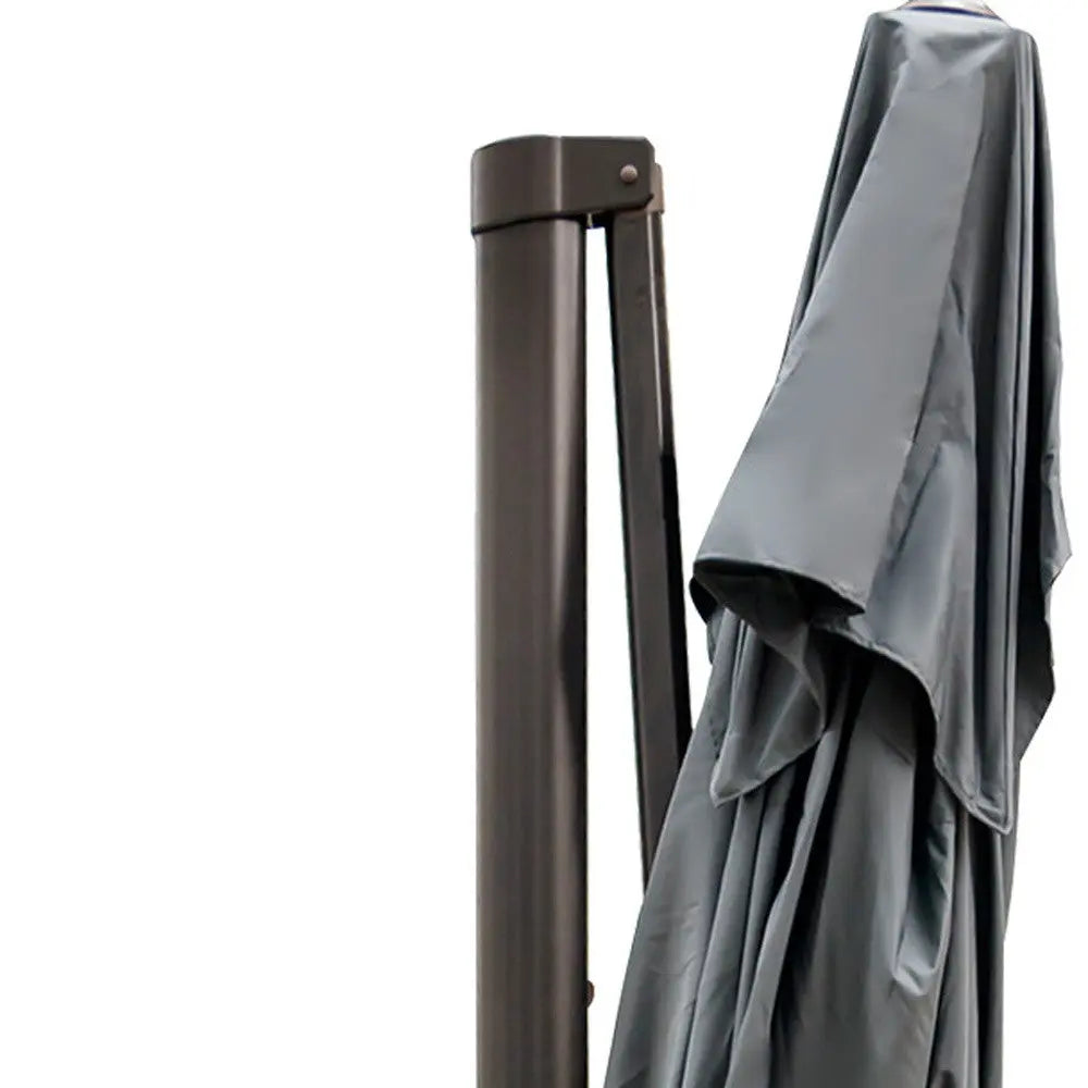 113" Dark Gray Polyester Rectangular Tilt Cantilever Patio Umbrella With Stand Homeroots Outdoor