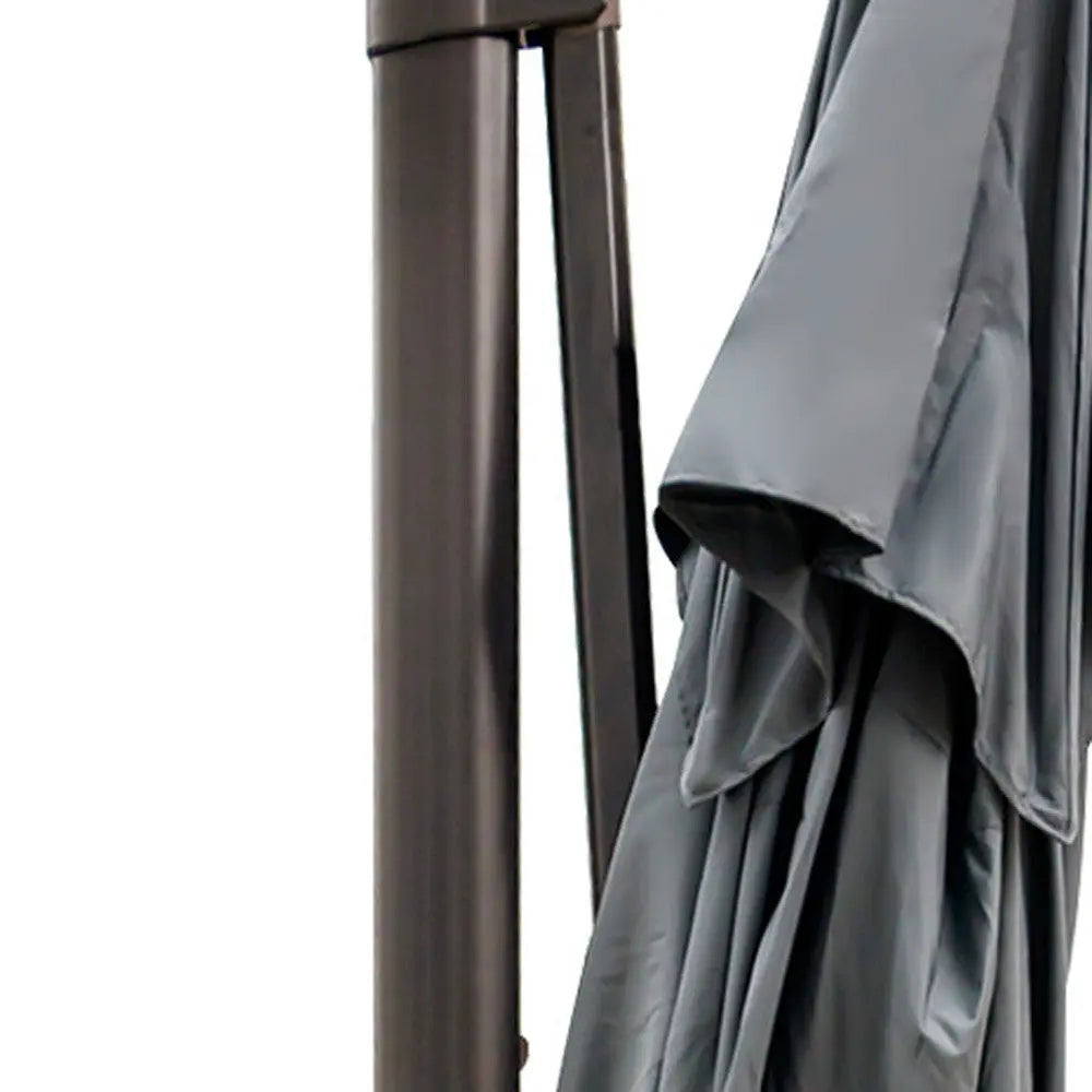 113" Dark Gray Polyester Rectangular Tilt Cantilever Patio Umbrella With Stand Homeroots Outdoor