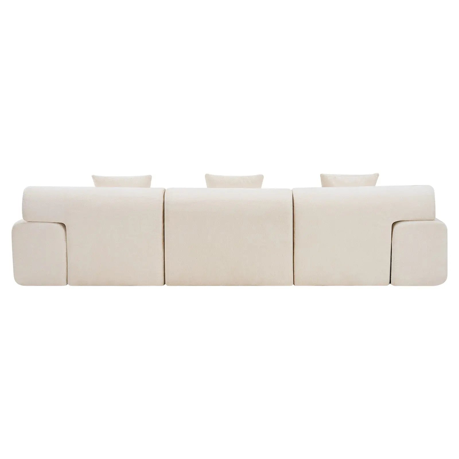 118" Beige Chenille Modular Sofa With Ottoman And Toss Pillows Homeroots Living Room