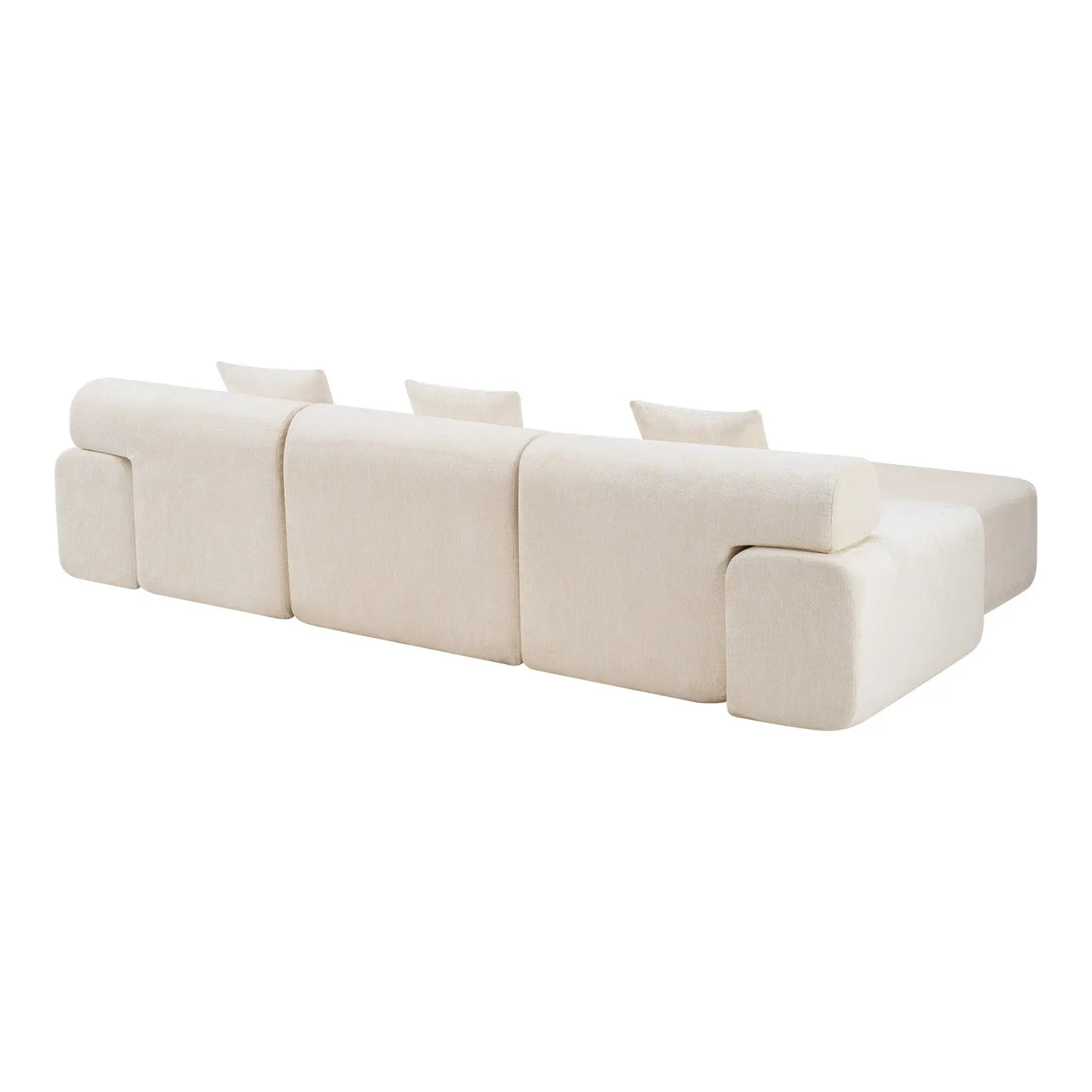118" Beige Chenille Modular Sofa With Ottoman And Toss Pillows Homeroots Living Room