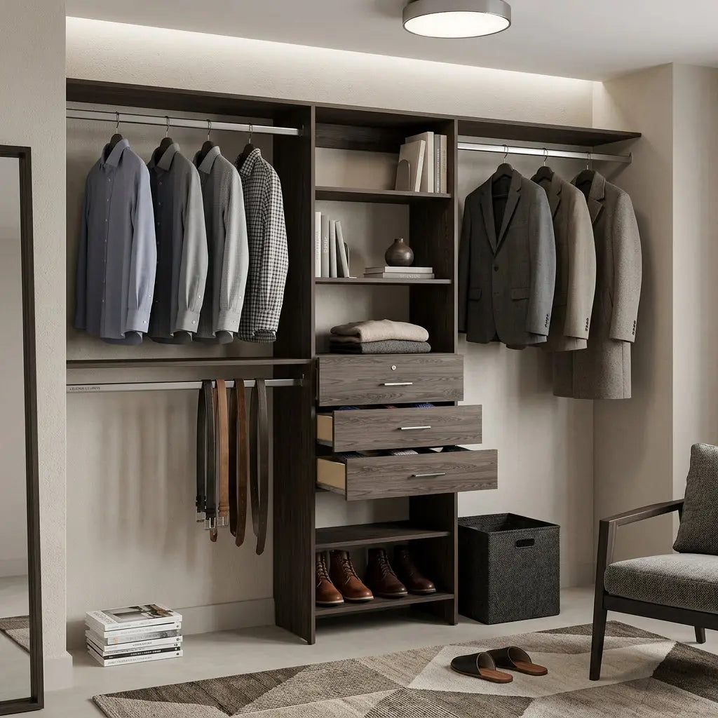 118" Dark Brown Wood Closet System Homeroots Office