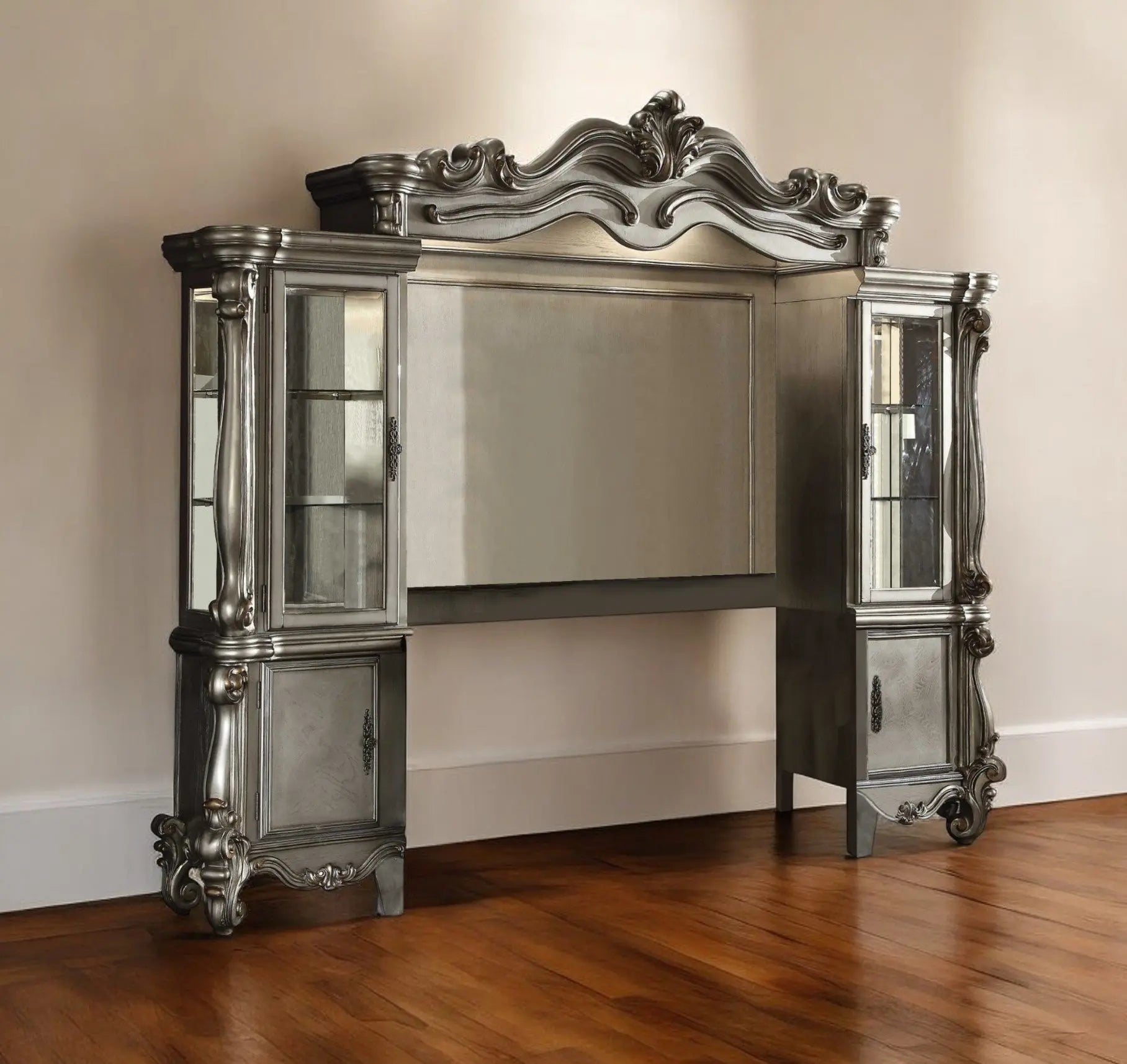 118" Platinum Solid Wood Floating Mount Entertainment Center Homeroots Living Room