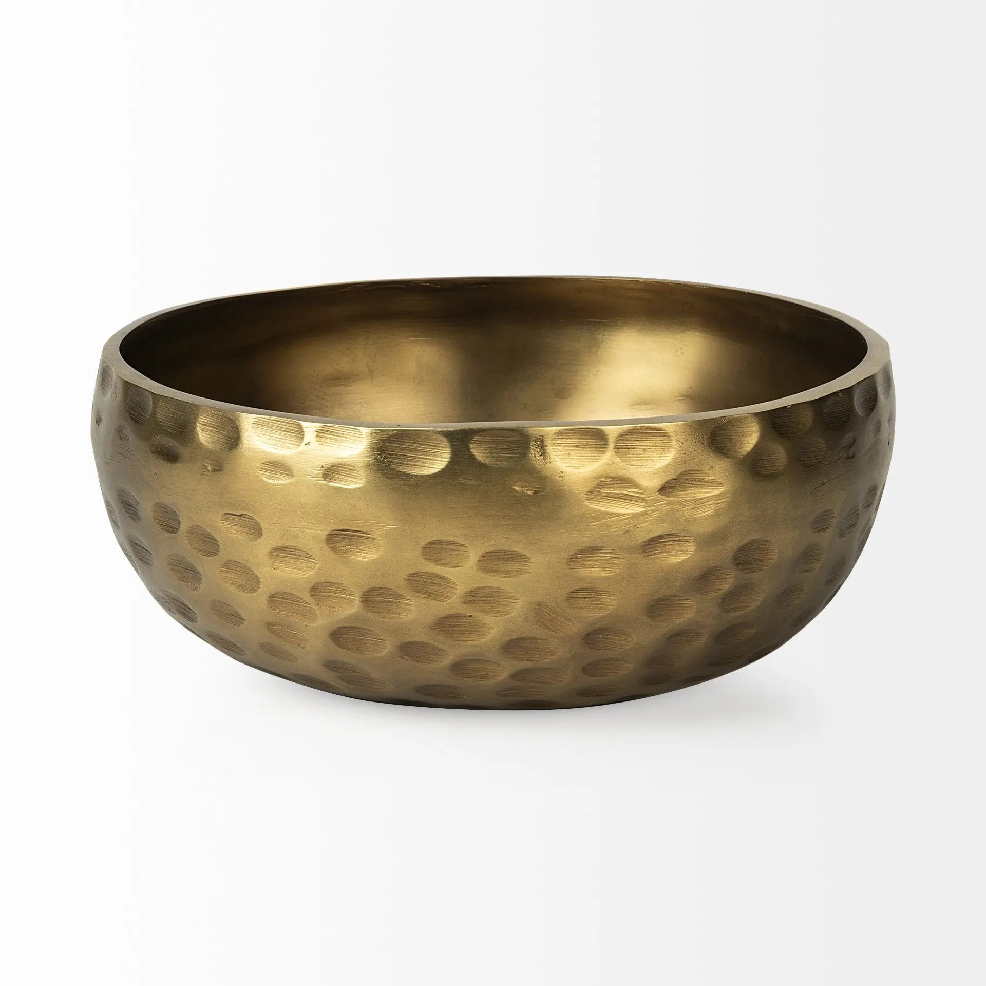 11" Antiqued Brass Hammered Artisan Round Centerpiece Bowl - GreatEagleInc