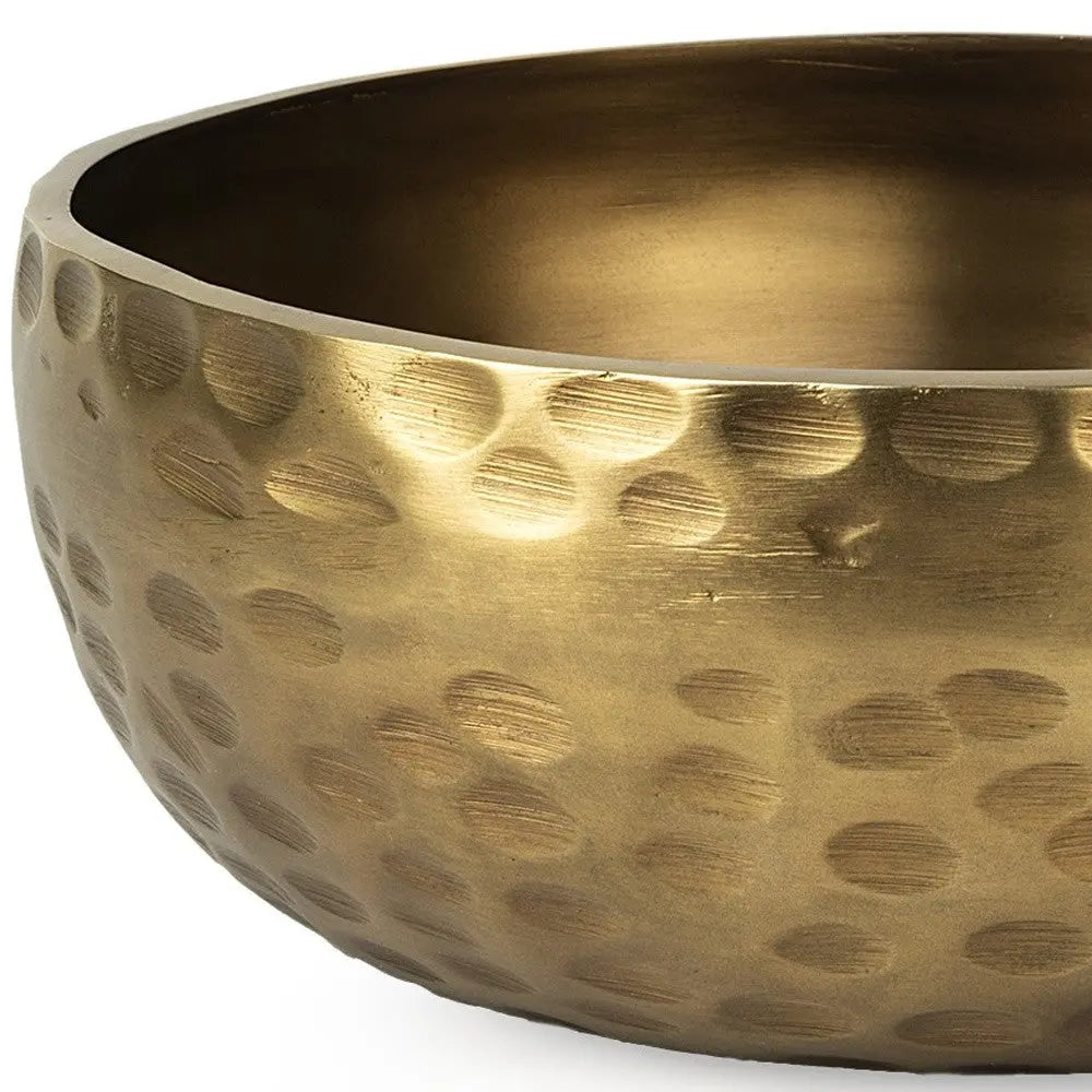 11" Antiqued Brass Hammered Artisan Round Centerpiece Bowl - GreatEagleInc