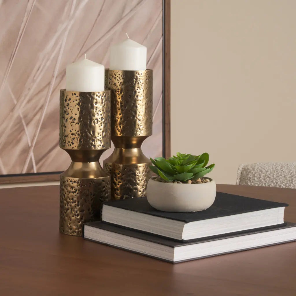 11" Antiqued Gold Metal Tabletop Votive Candle Holder Homeroots Home Decor